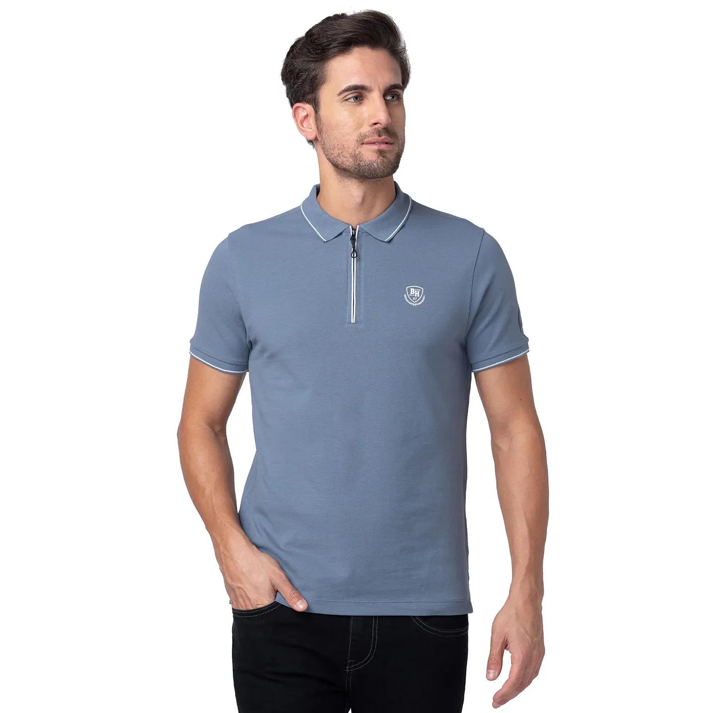 Blue Regular Fit Men's Polo T-Shirt by Being Human Clothing