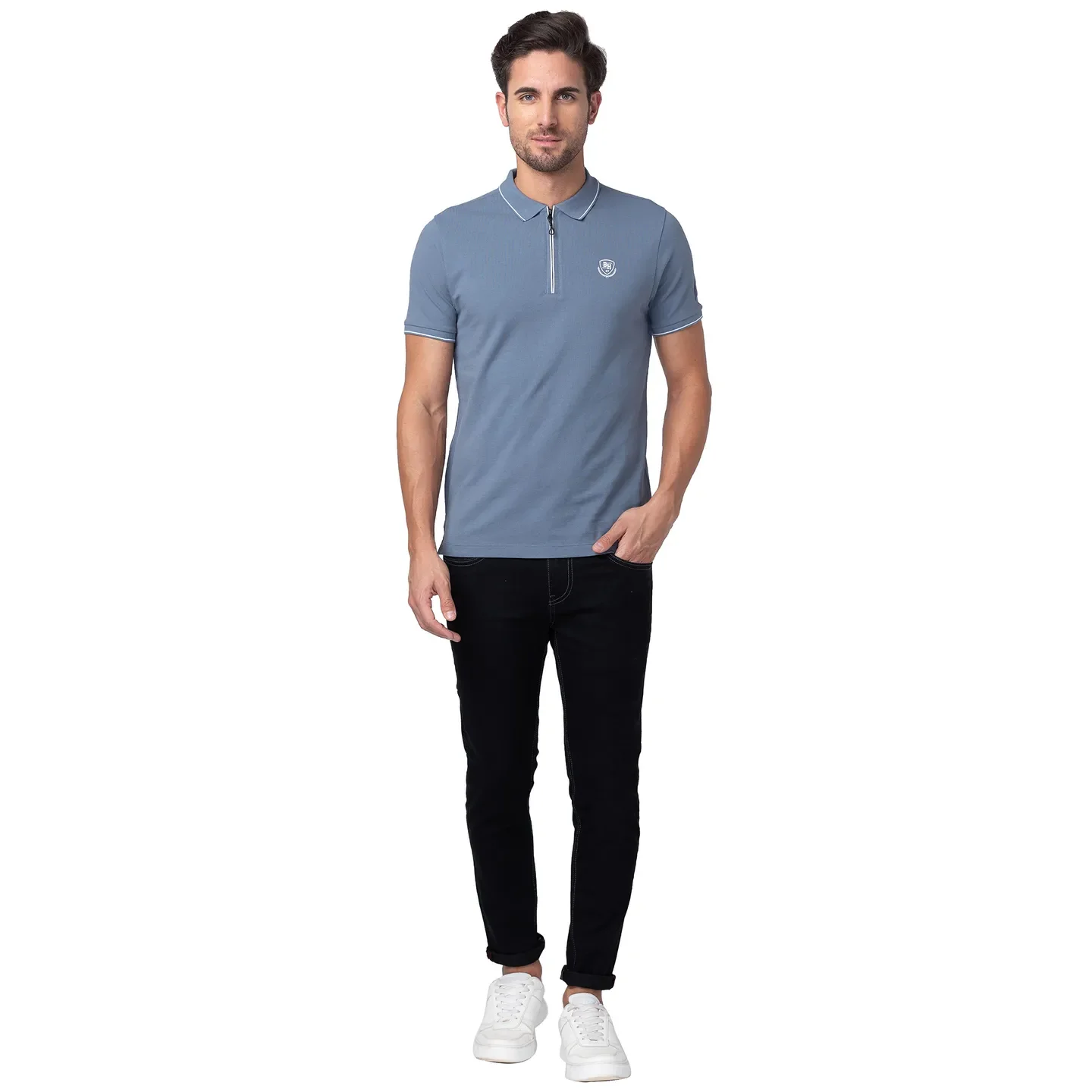 Blue Regular Fit Men's Polo T-Shirt by Being Human Clothing - Image 2