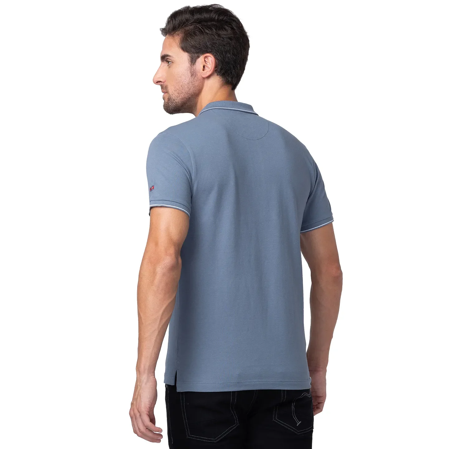 Blue Regular Fit Men's Polo T-Shirt by Being Human Clothing - Image 3