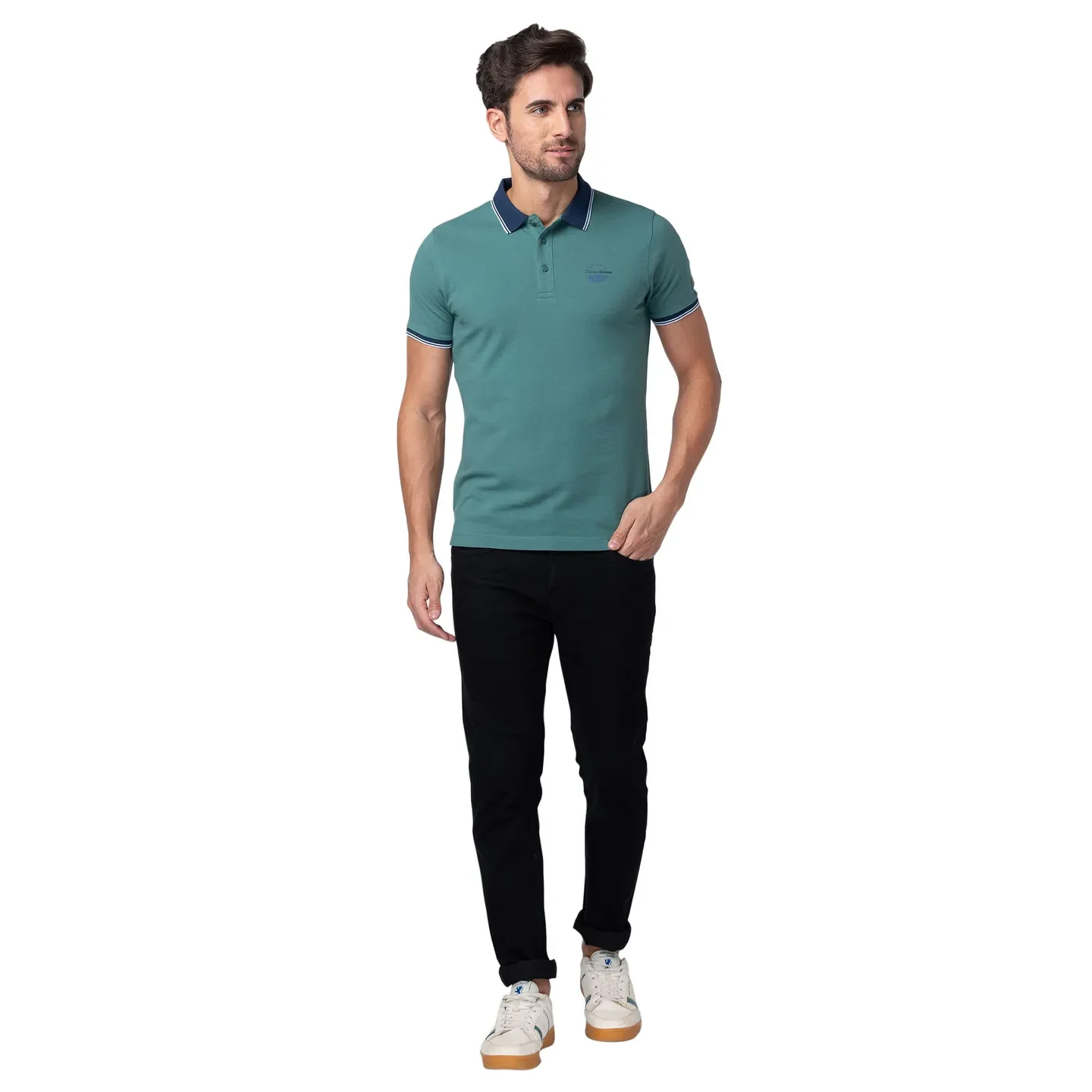 Green Regular Fit Men's Polo T-Shirt by Being Human Clothing - Image 2