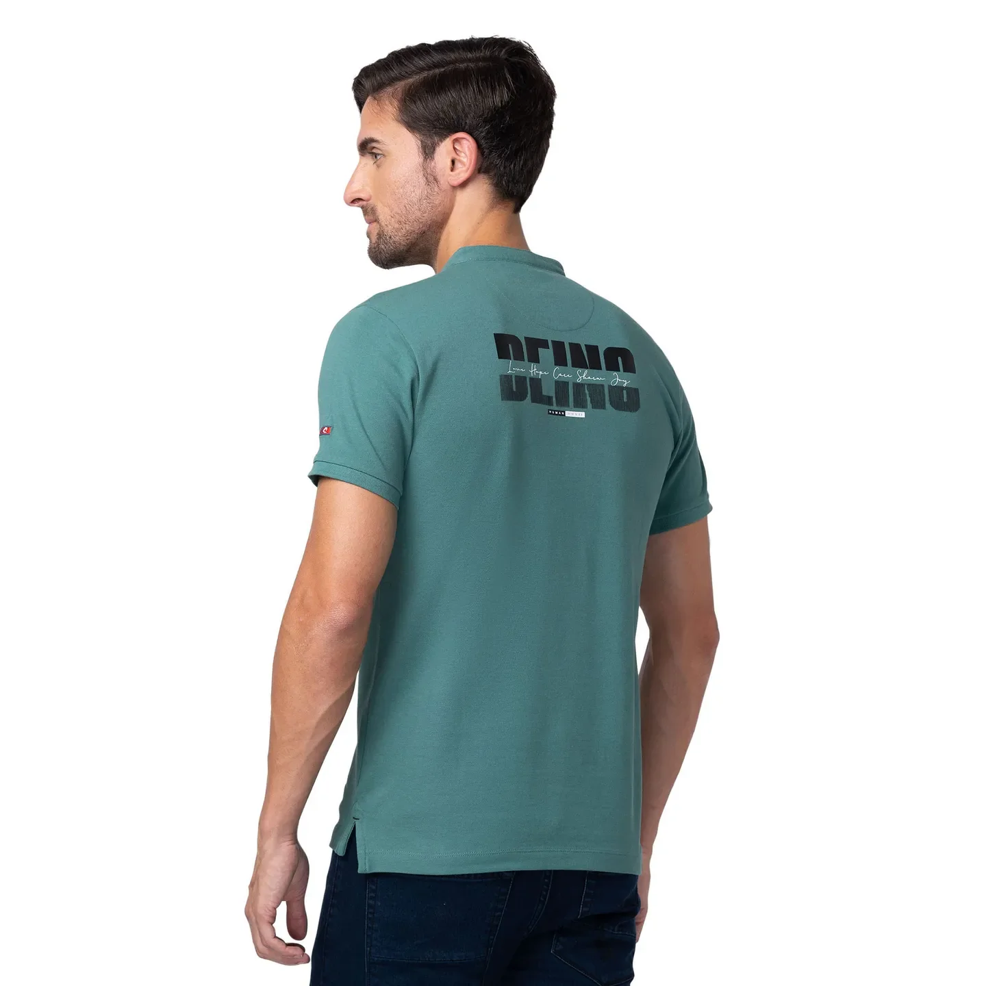 Green Regular Fit Men's Polo T-Shirt by Being Human Clothing - Image 3