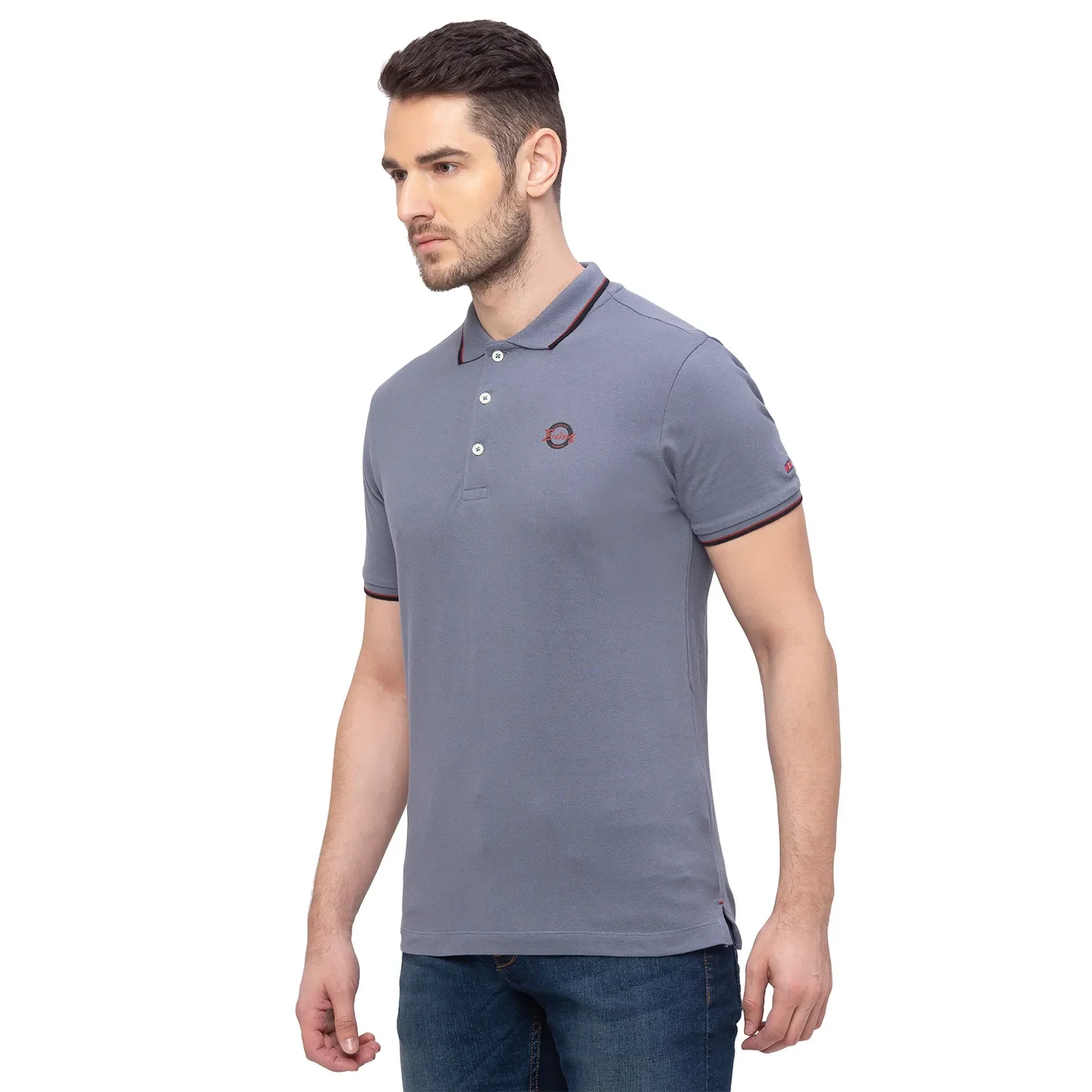 Grey Regular Fit Men's Polo T-Shirt by Being Human Clothing - Image 2