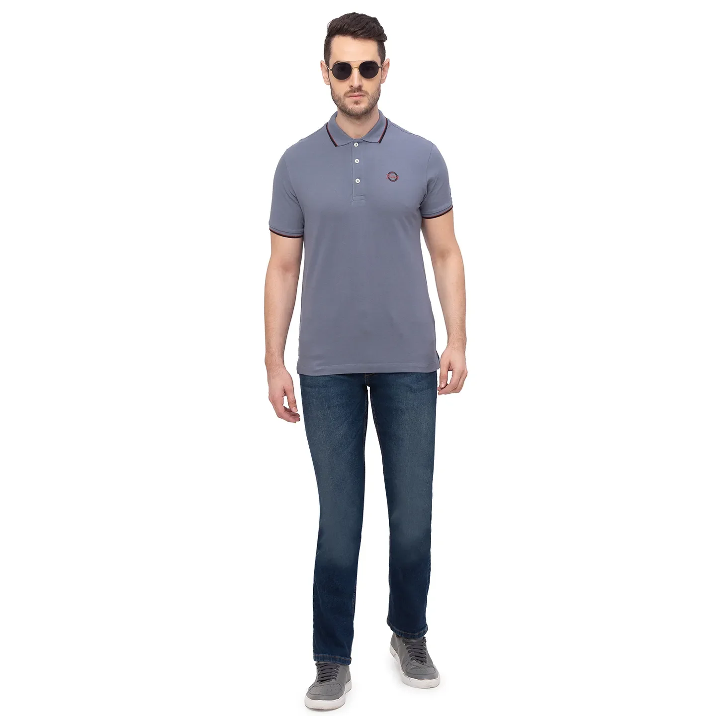 Grey Regular Fit Men's Polo T-Shirt by Being Human Clothing - Image 6