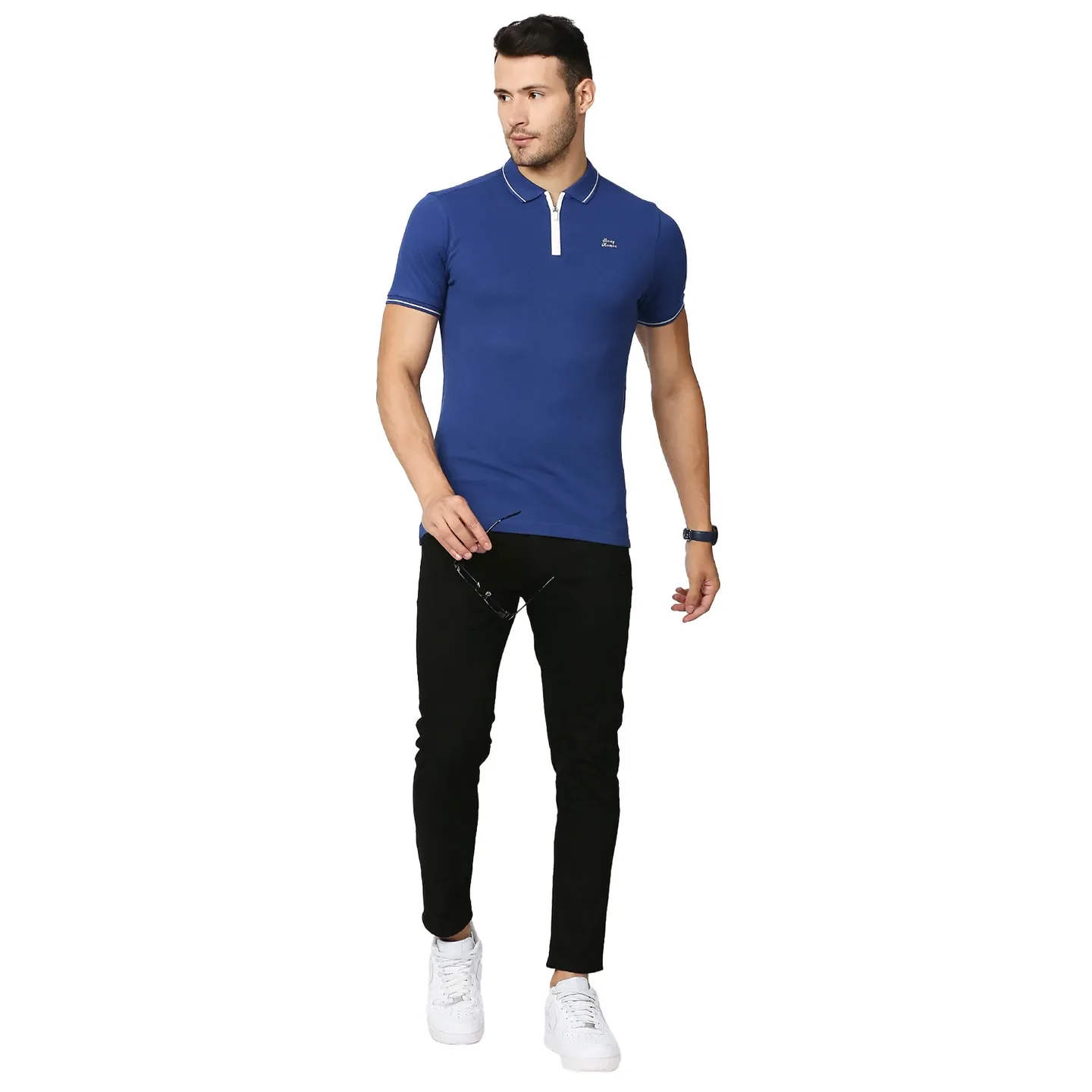 Blue Regular Fit Men's Polo T-Shirt by Being Human Clothing - Image 6