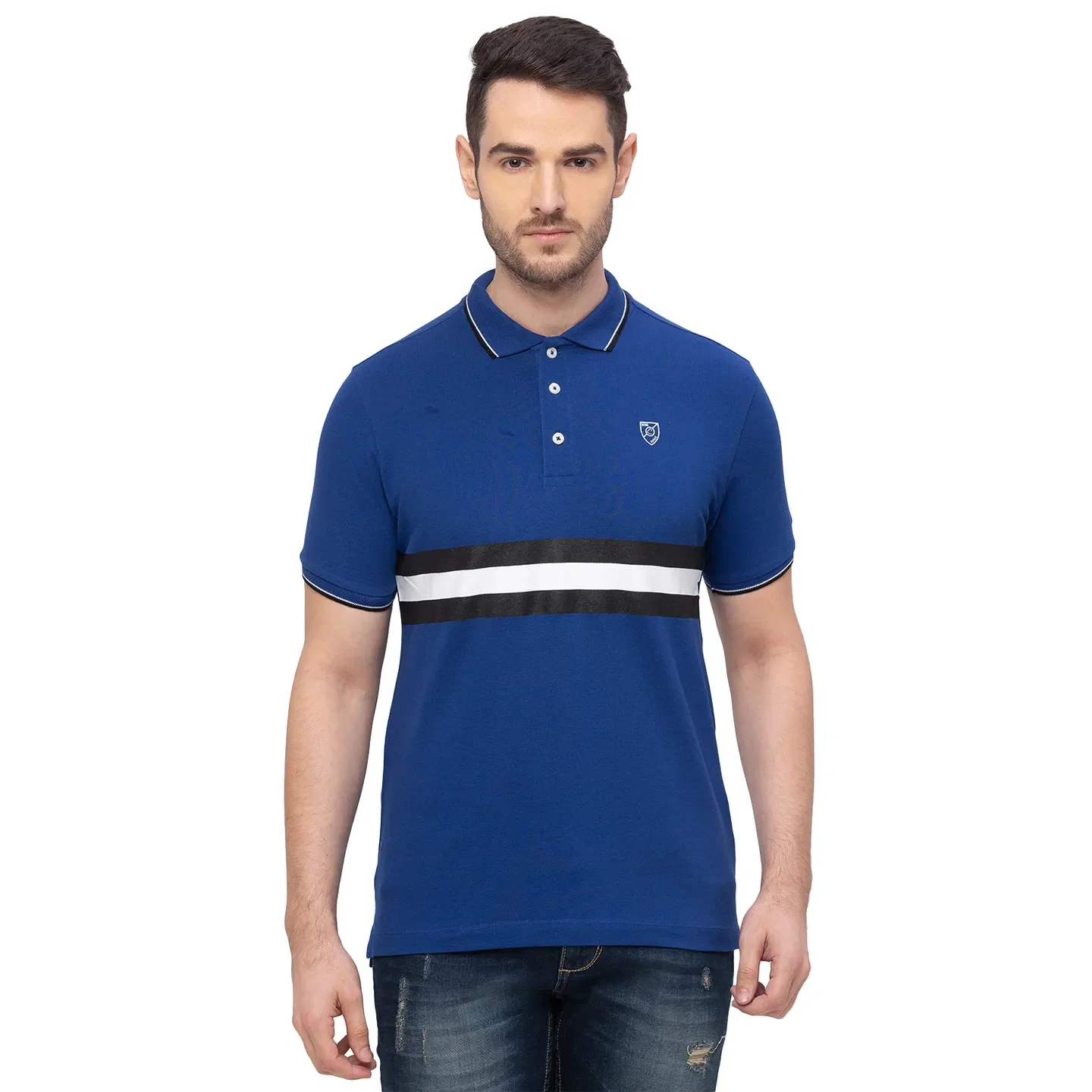 Blue Regular Fit Men's Polo T-Shirt by Being Human Clothing