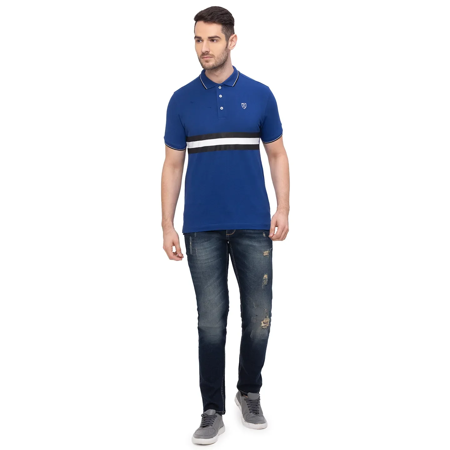 Blue Regular Fit Men's Polo T-Shirt by Being Human Clothing - Image 5