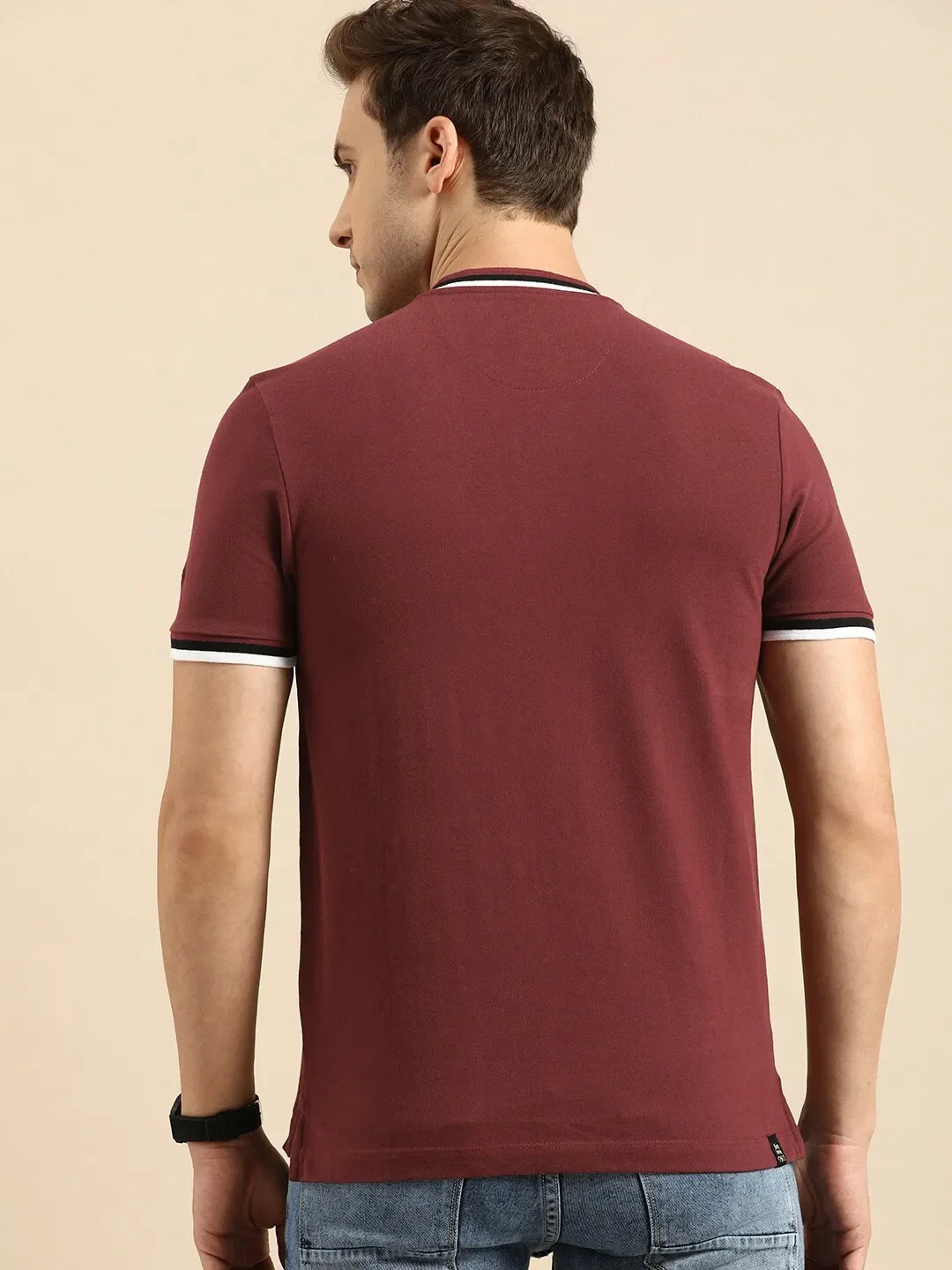 Red Regular Fit Men's Polo T-Shirt by Being Human Clothing - Image 3