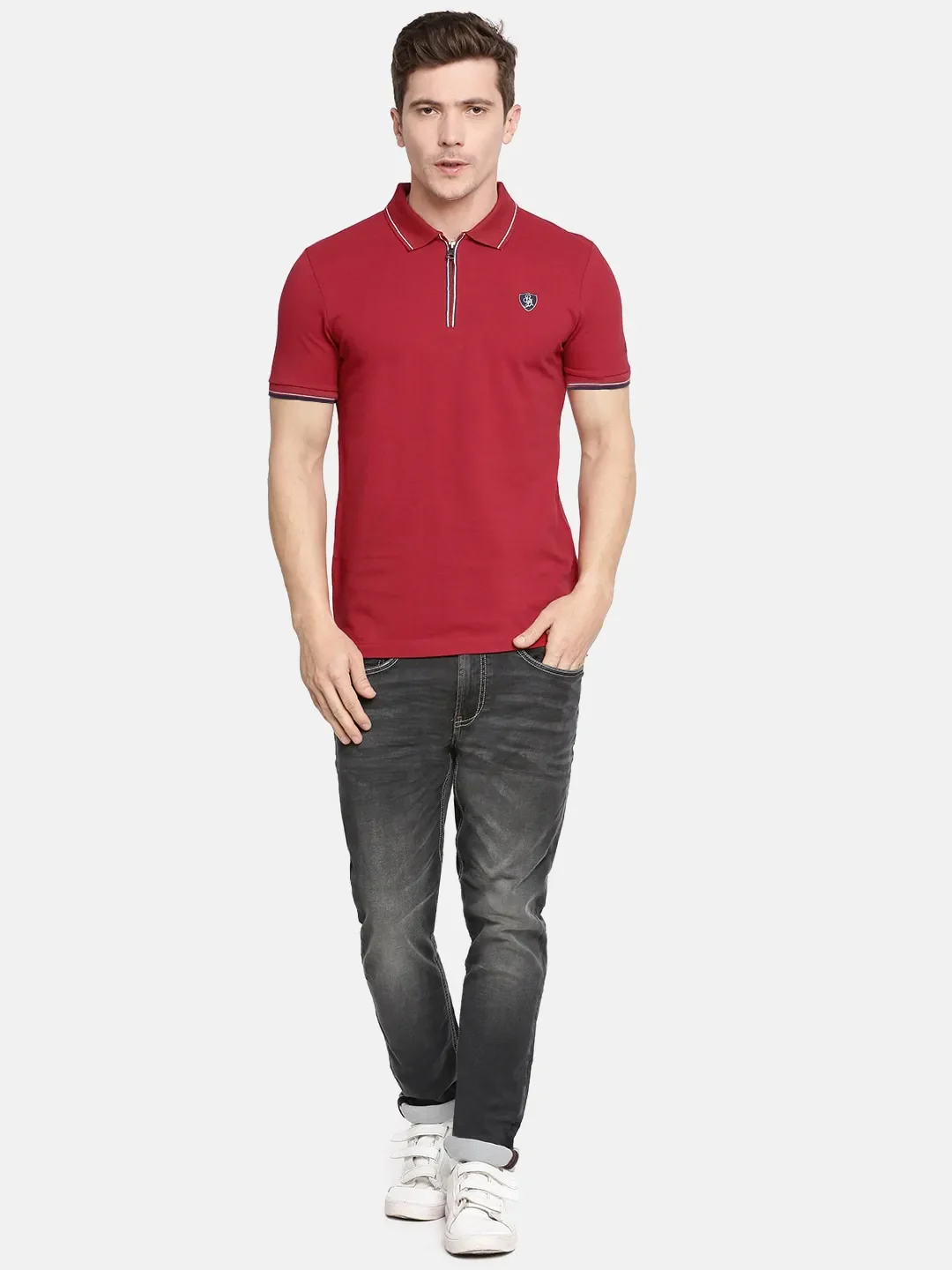 Red Regular Fit Men's Polo T-Shirt by Being Human Clothing - Image 10