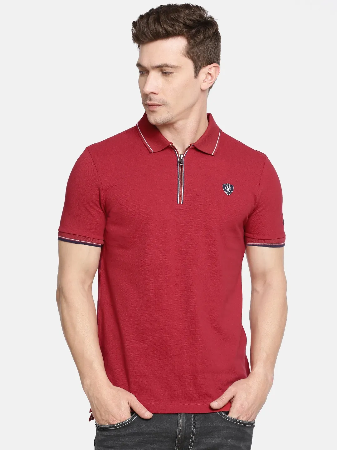 Red Regular Fit Men's Polo T-Shirt by Being Human Clothing - Image 6