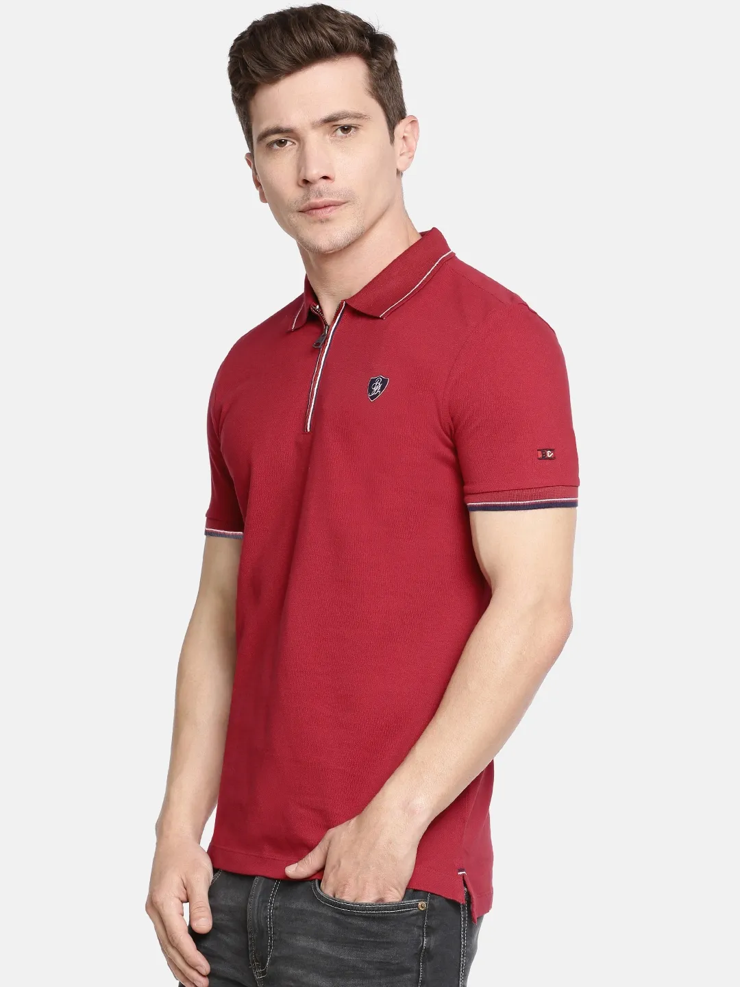 Red Regular Fit Men's Polo T-Shirt by Being Human Clothing - Image 7