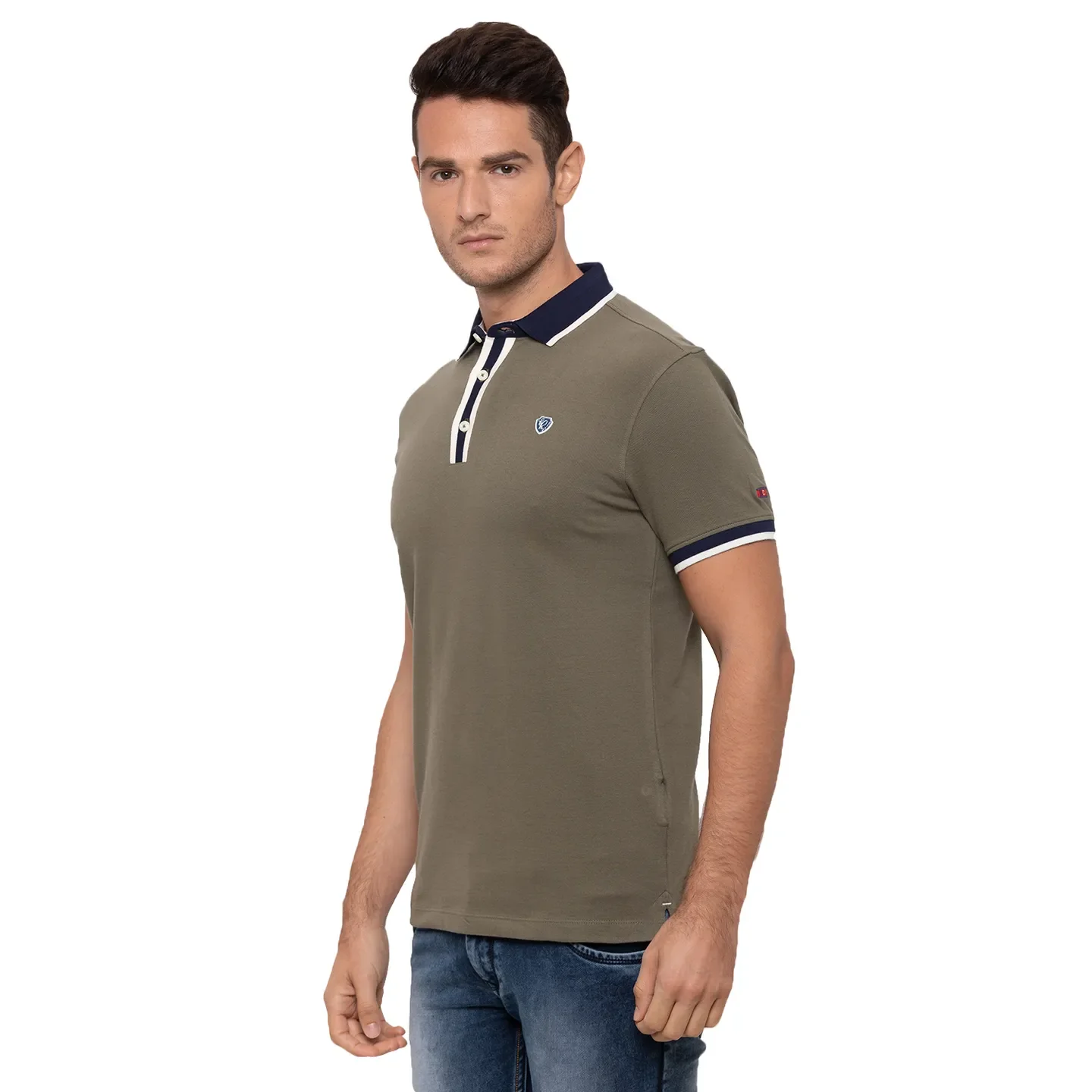 Green Regular Fit Men's Polo T-Shirt by Being Human Clothing - Image 4