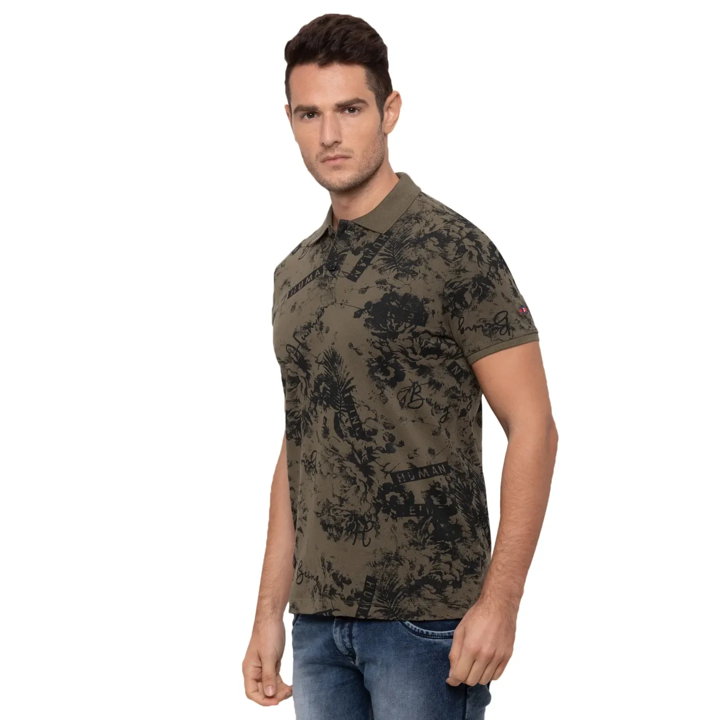 Green Regular Fit Men's Polo T-Shirt by Being Human Clothing - Image 4