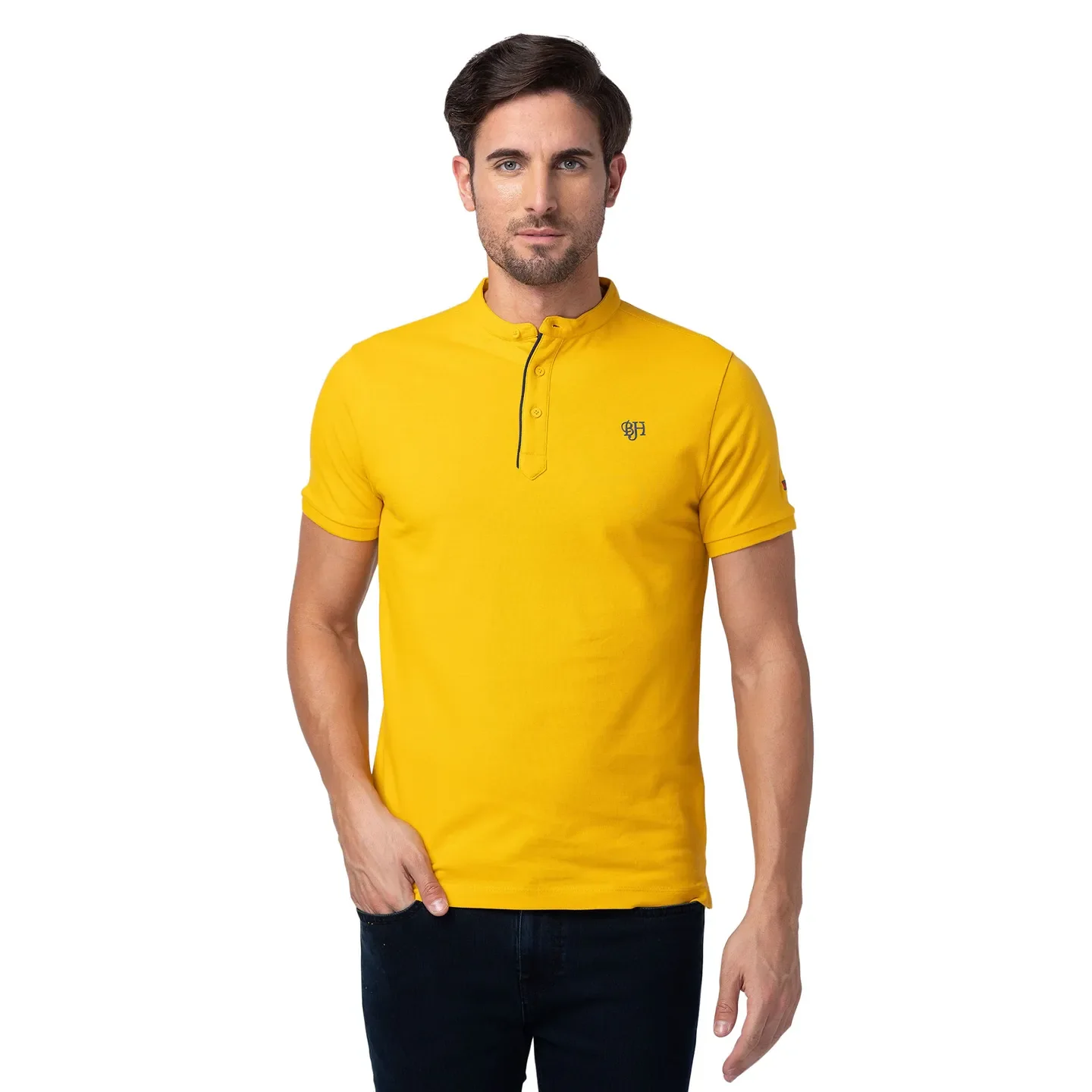 Yellow Regular Fit Men's Polo T-Shirt by Being Human Clothing