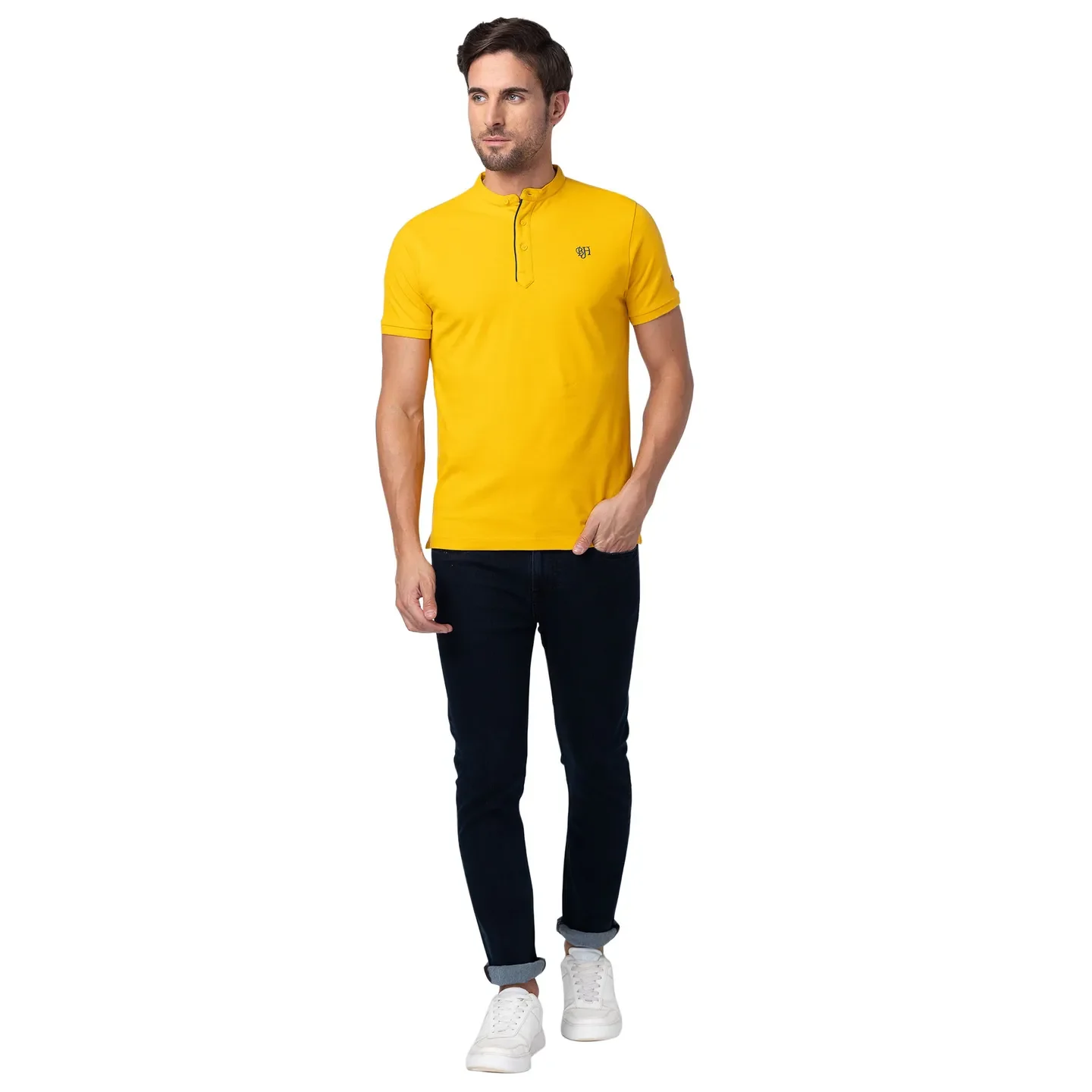 Yellow Regular Fit Men's Polo T-Shirt by Being Human Clothing - Image 2