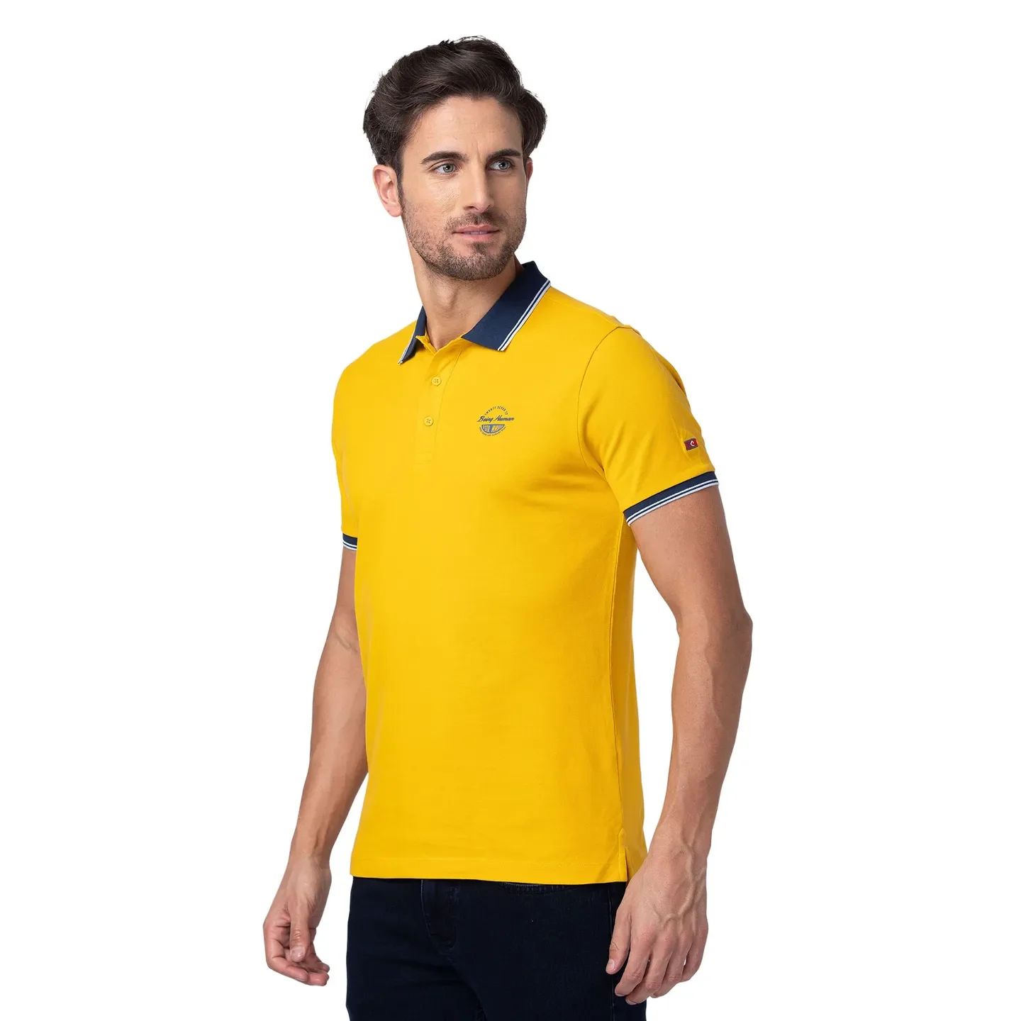 Yellow Regular Fit Men's Polo T-Shirt by Being Human Clothing - Image 4