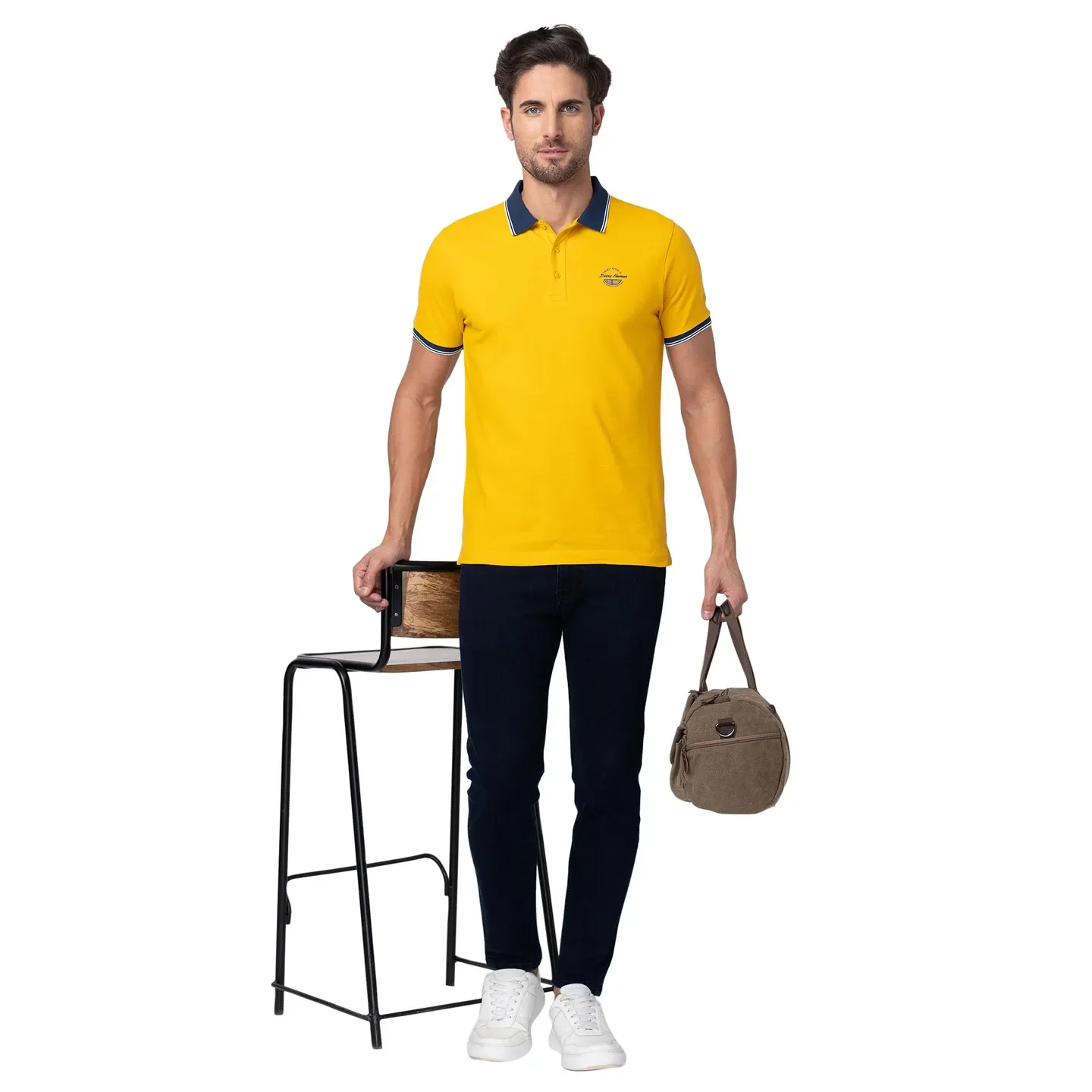 Yellow Regular Fit Men's Polo T-Shirt by Being Human Clothing - Image 6