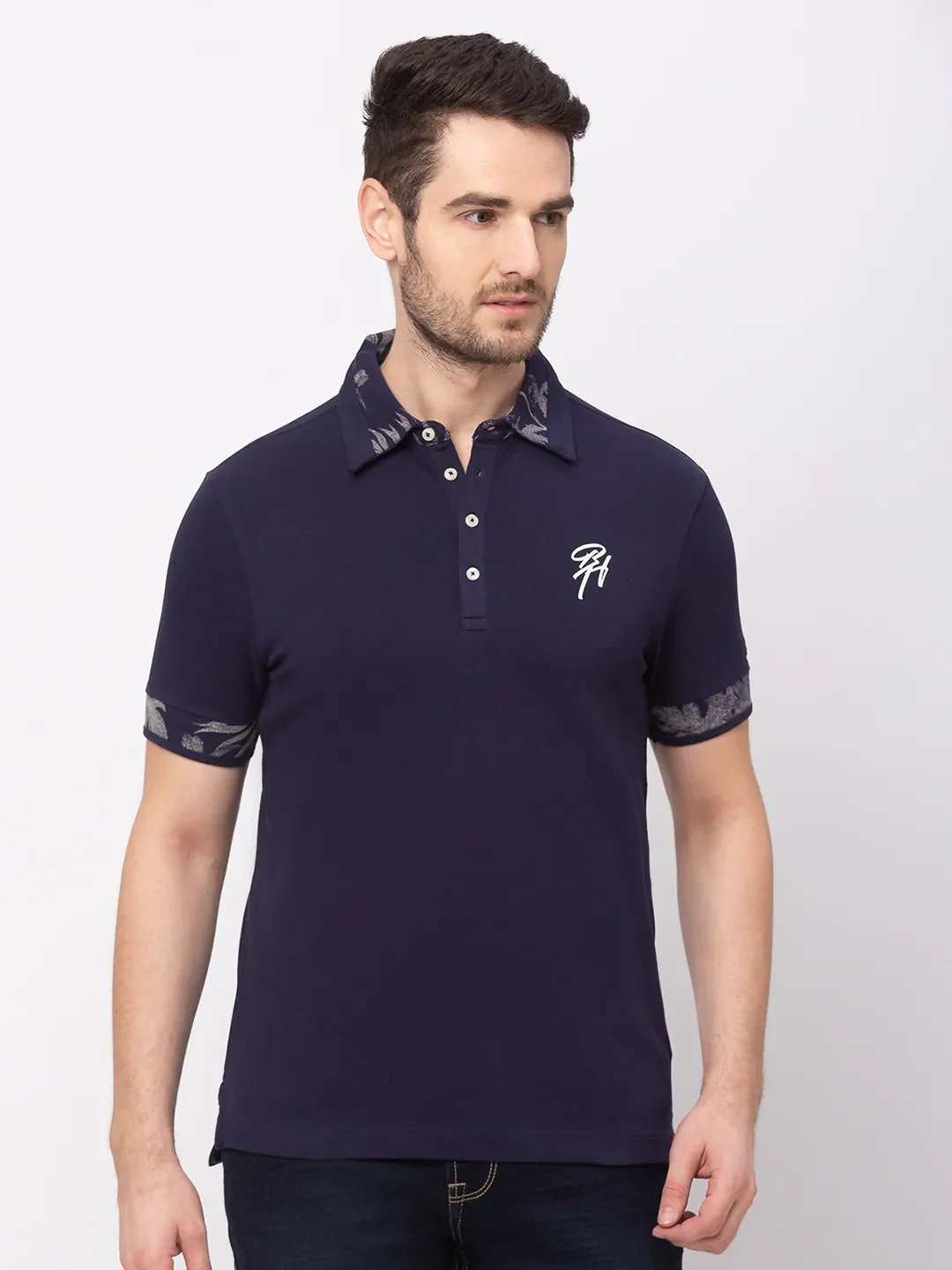 Blue Regular Fit Men's Polo T-Shirt by Being Human Clothing
