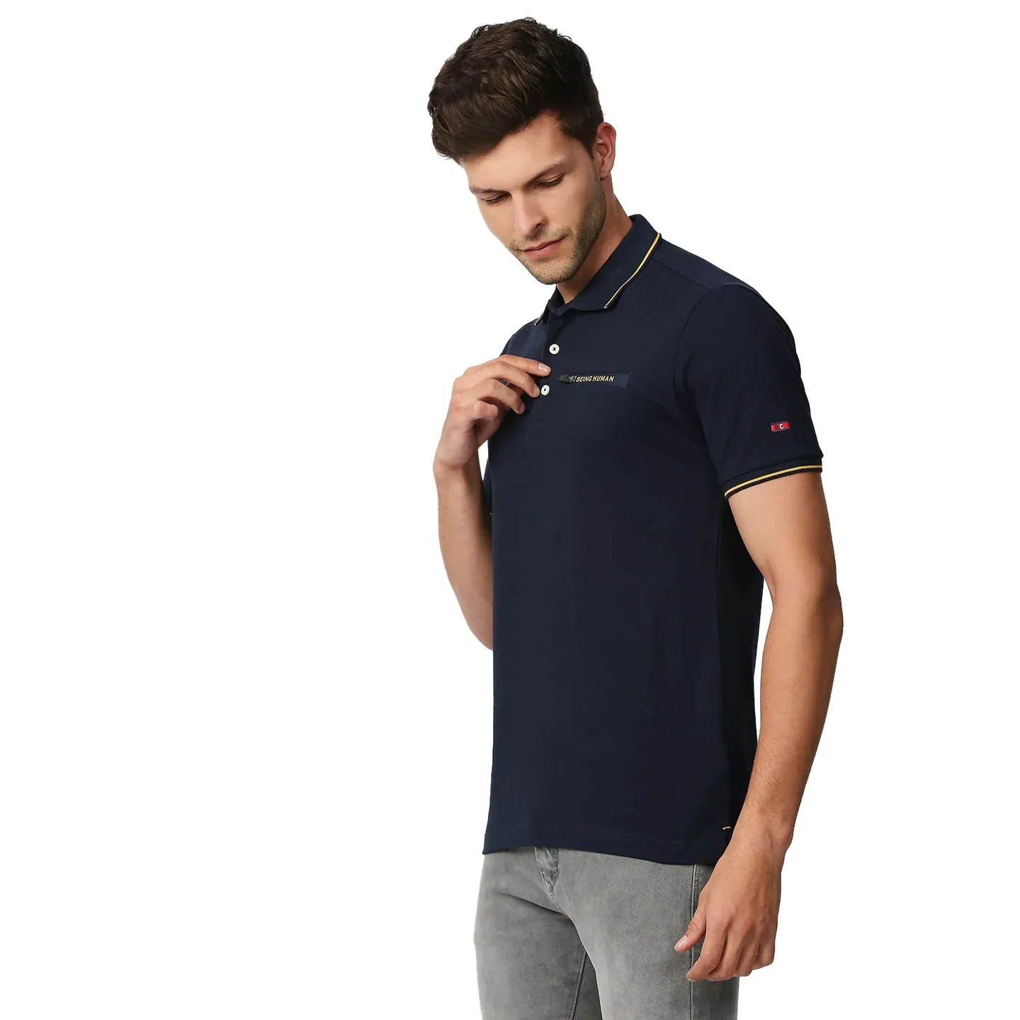 Blue Regular Fit Men's Polo T-Shirt by Being Human Clothing - Image 2