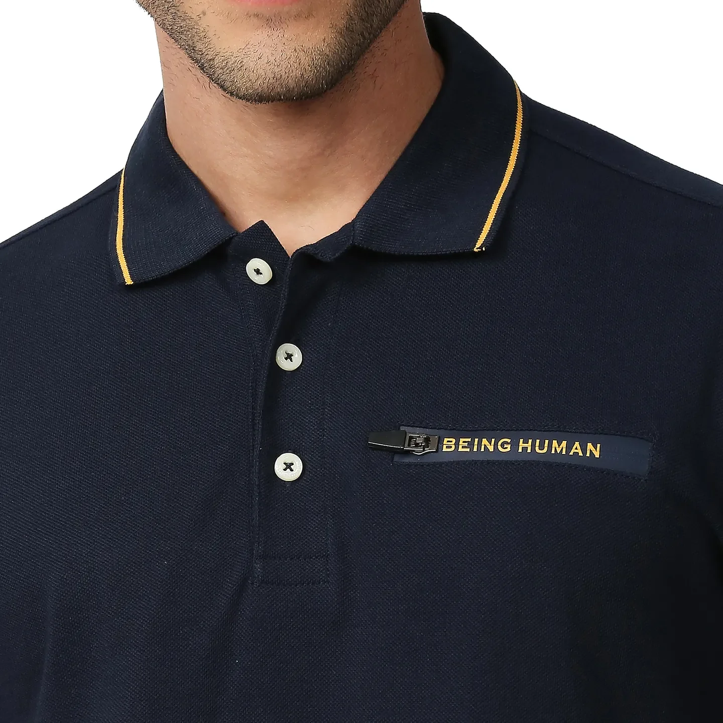 Blue Regular Fit Men's Polo T-Shirt by Being Human Clothing - Image 5