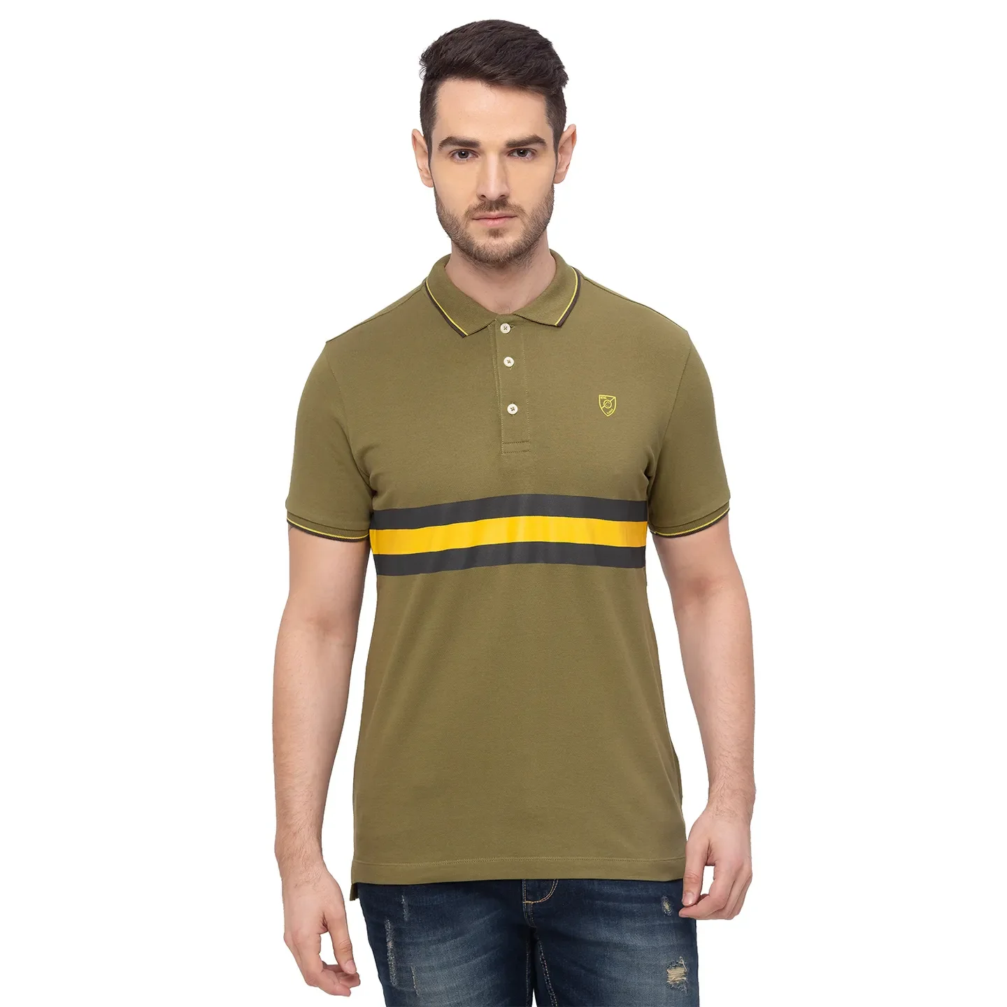 Green Regular Fit Men's Polo T-Shirt by Being Human Clothing