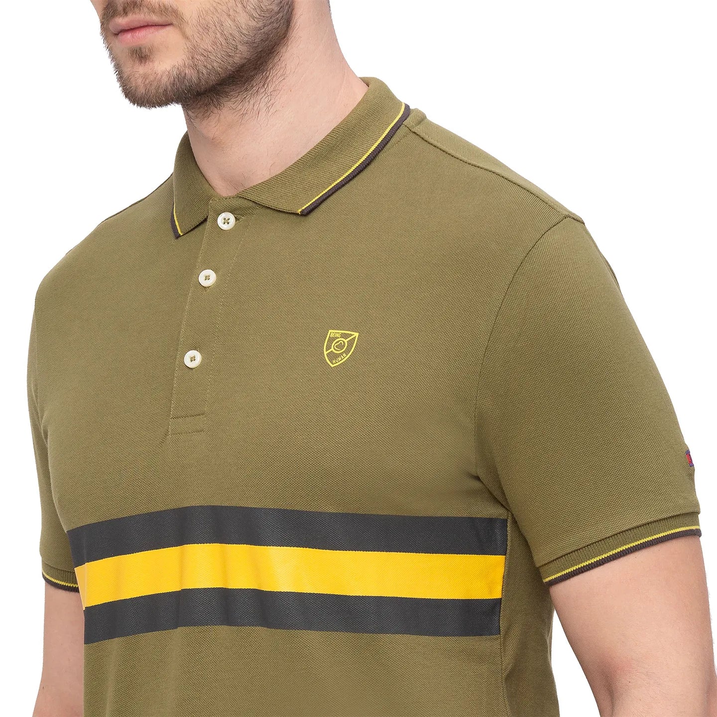 Green Regular Fit Men's Polo T-Shirt by Being Human Clothing - Image 3