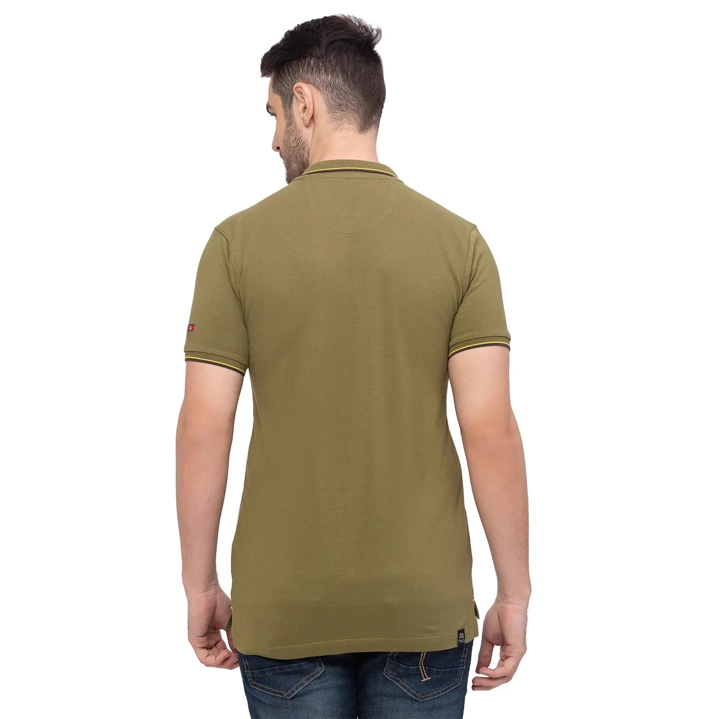 Green Regular Fit Men's Polo T-Shirt by Being Human Clothing - Image 4