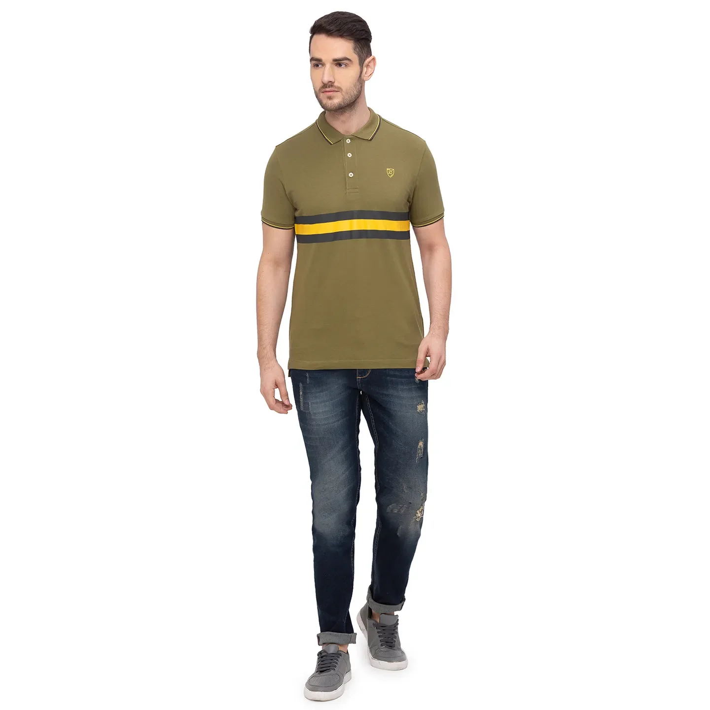 Green Regular Fit Men's Polo T-Shirt by Being Human Clothing - Image 5