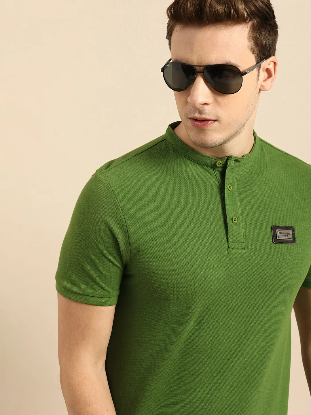 Green Regular Fit Men's Polo T-Shirt by Being Human Clothing