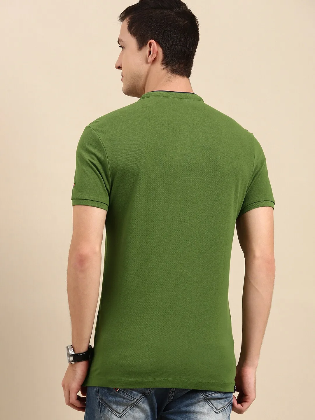 Green Regular Fit Men's Polo T-Shirt by Being Human Clothing - Image 3