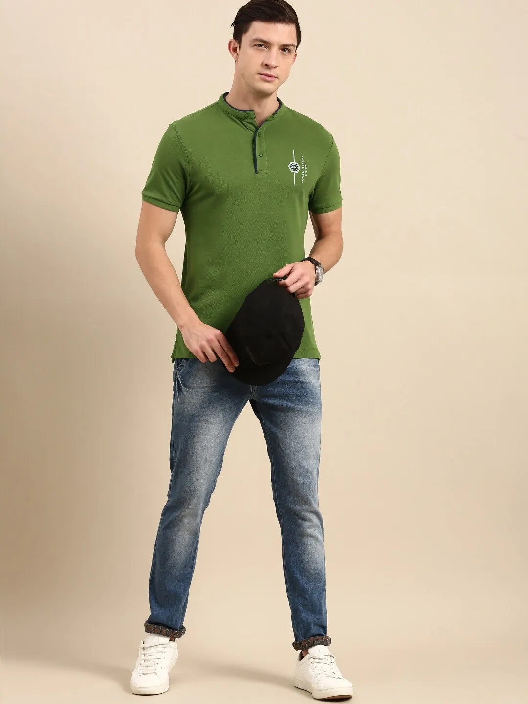 Green Regular Fit Men's Polo T-Shirt by Being Human Clothing - Image 5
