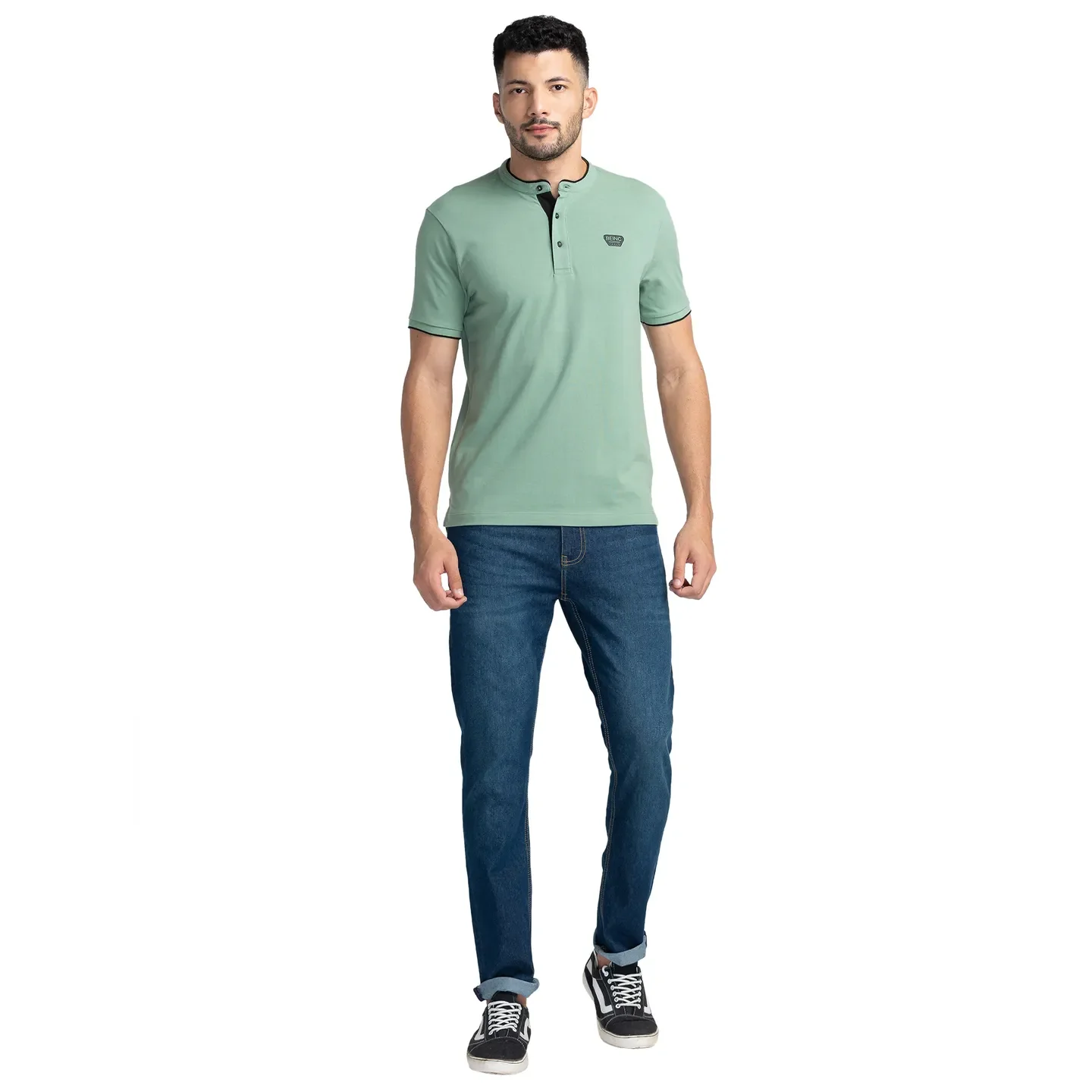 Green Regular Fit Men's Polo T-Shirt by Being Human Clothing - Image 2