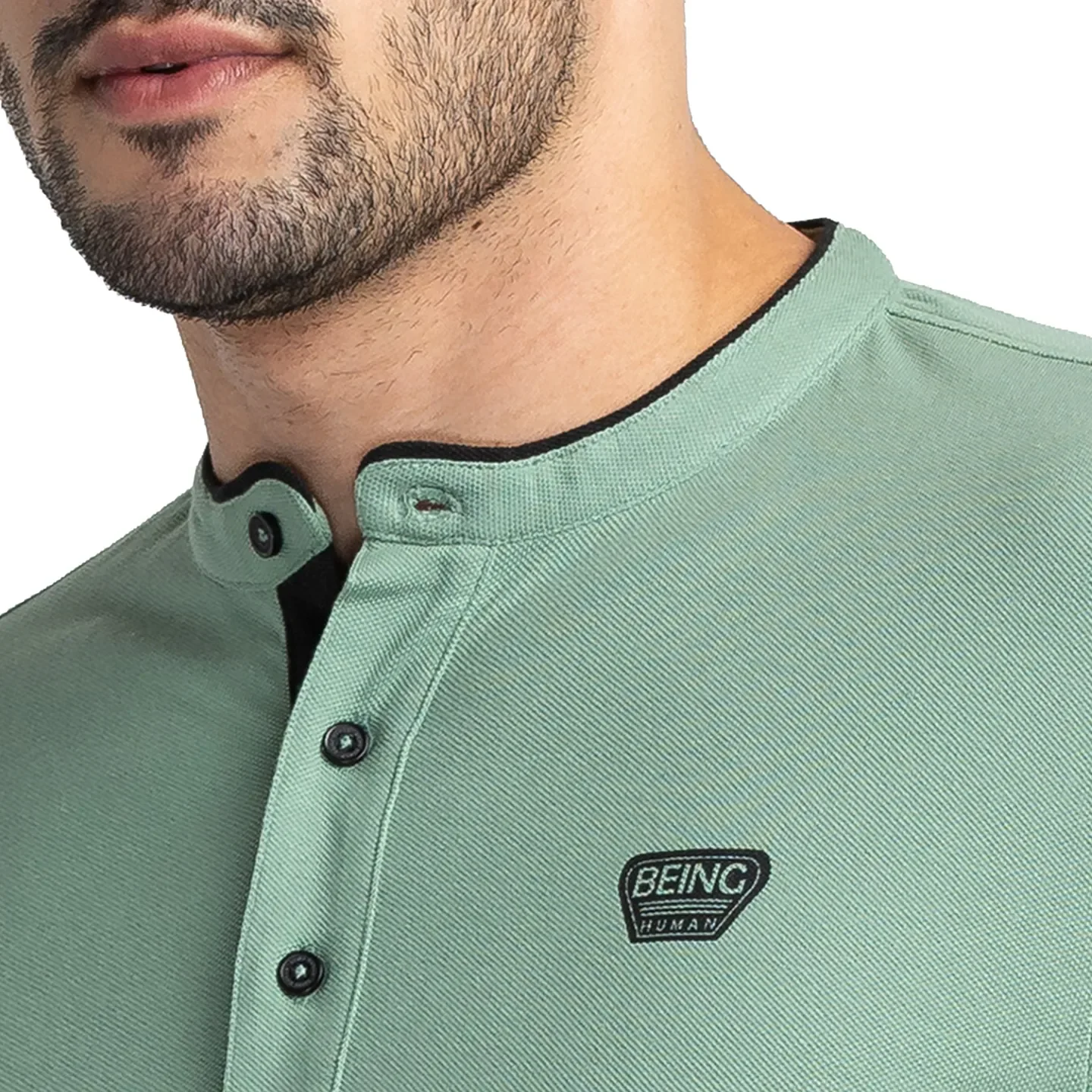 Green Regular Fit Men's Polo T-Shirt by Being Human Clothing - Image 5