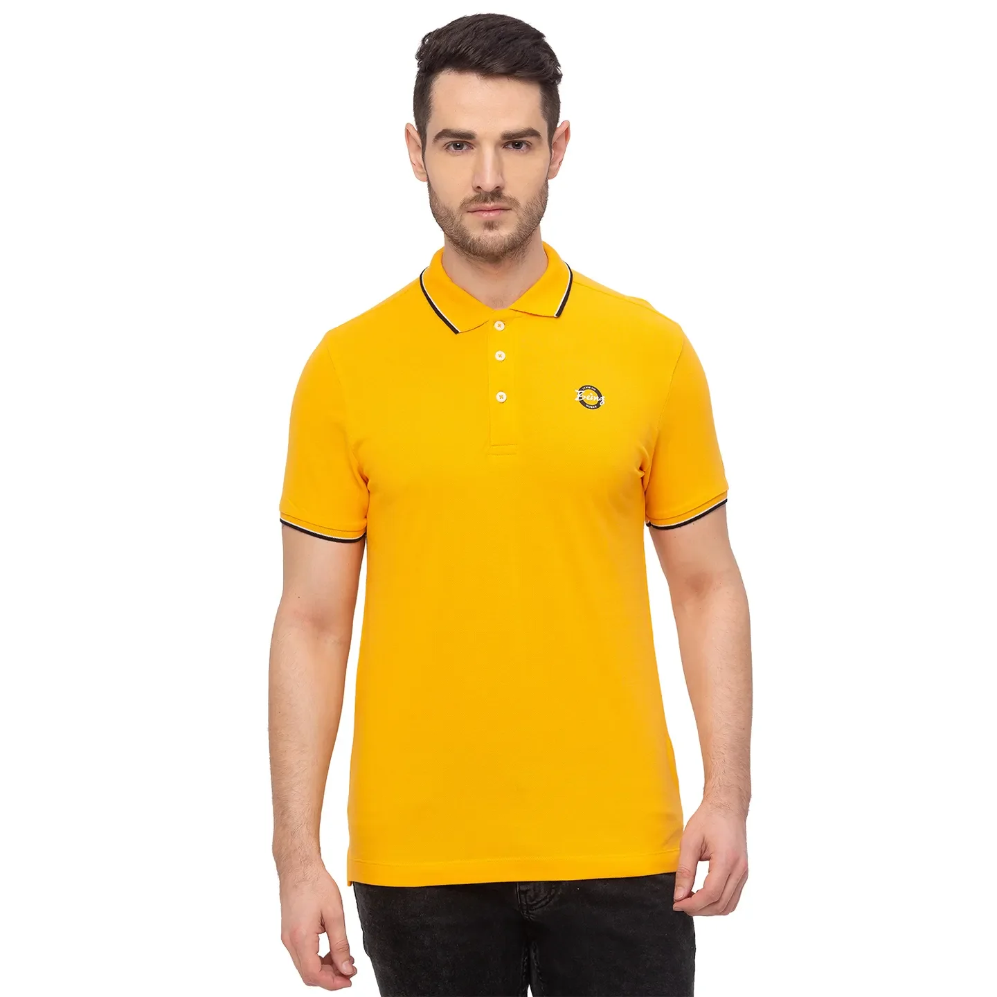 Orange Regular Fit Men's Polo T-Shirt by Being Human Clothing