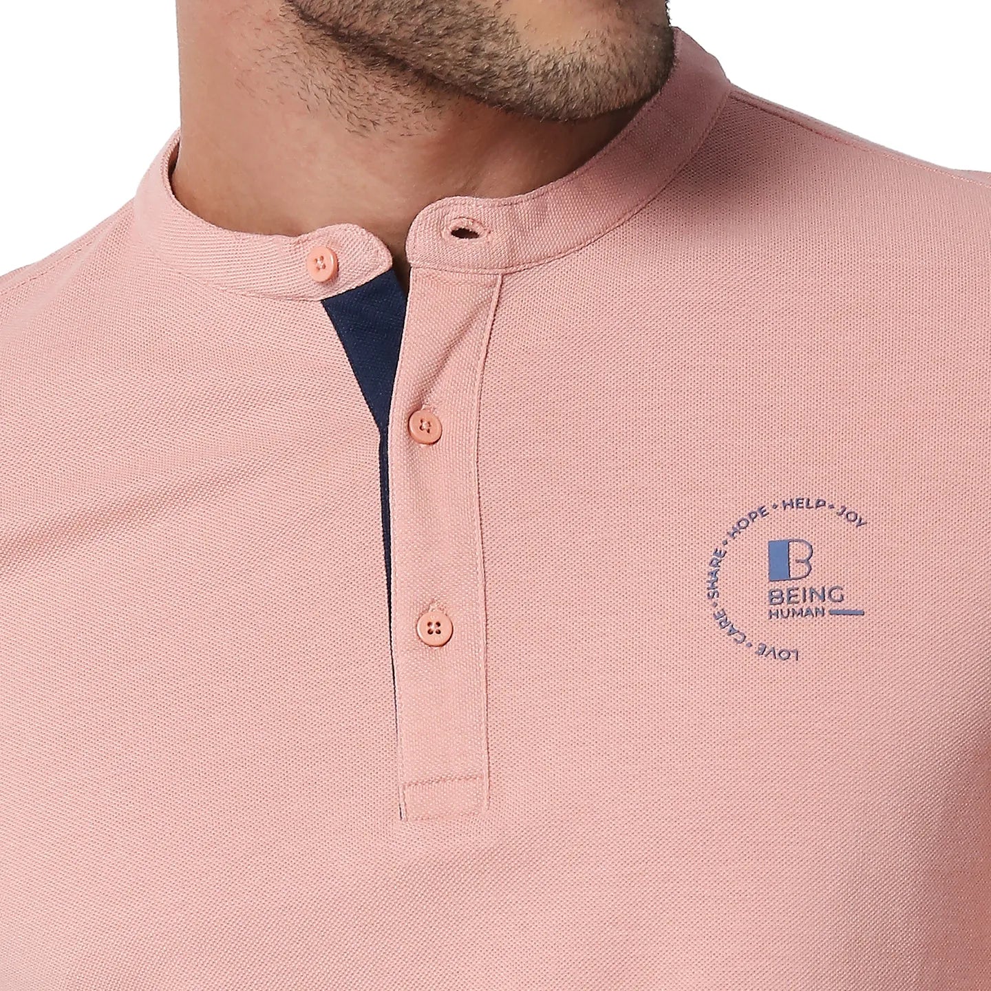 Pink Slim Straight Fit Men's Polo T-Shirt by Being Human Clothing - Image 3