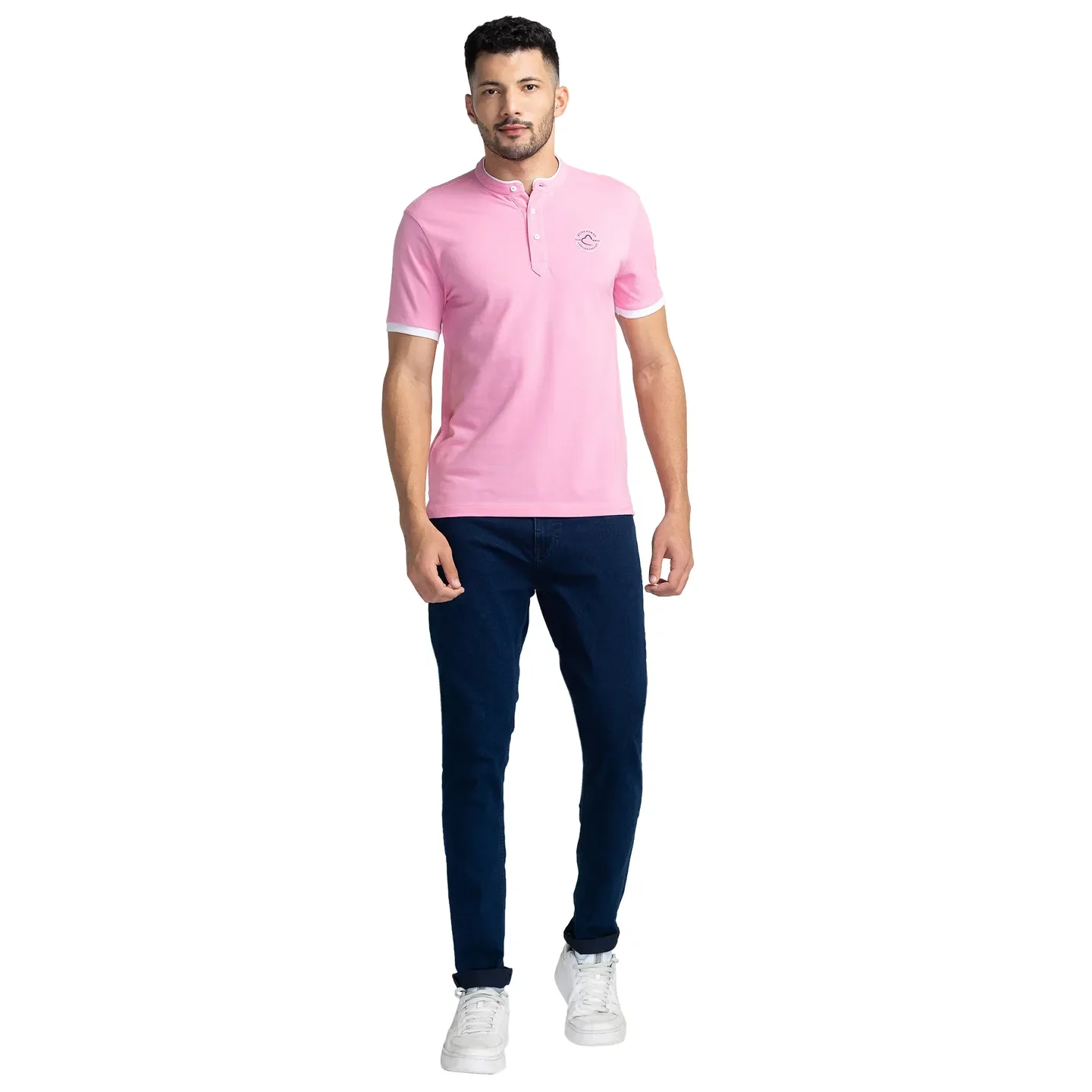 Pink Regular Fit Men's Polo T-Shirt by Being Human Clothing - Image 2
