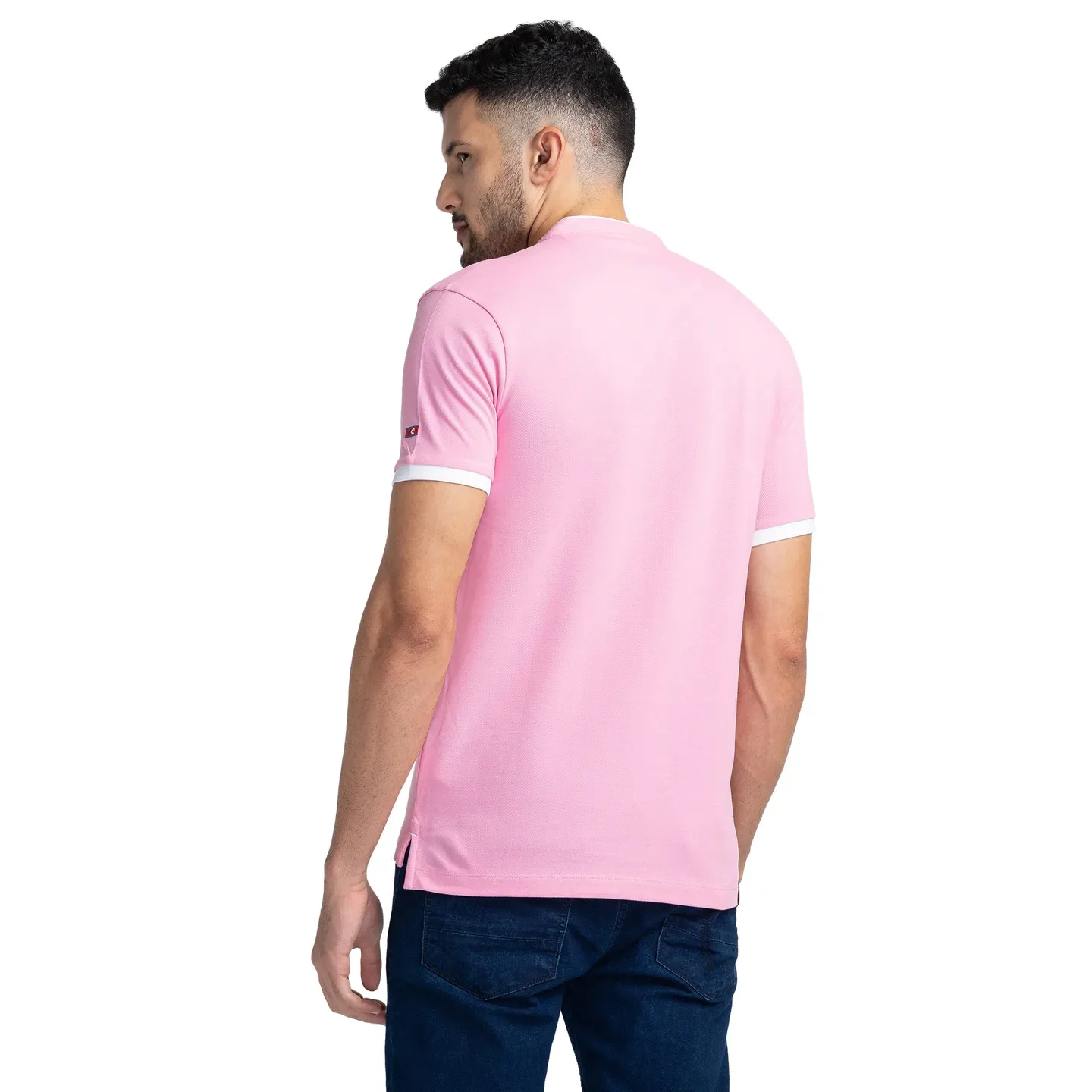 Pink Regular Fit Men's Polo T-Shirt by Being Human Clothing - Image 3