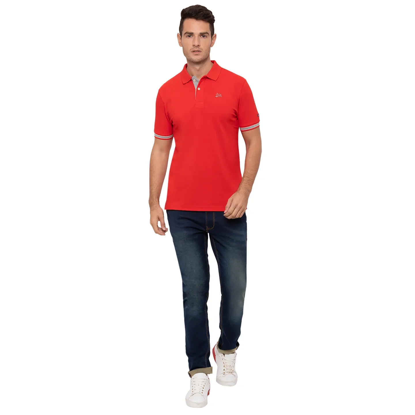 Red Regular Fit Men's Polo T-Shirt by Being Human Clothing - Image 2