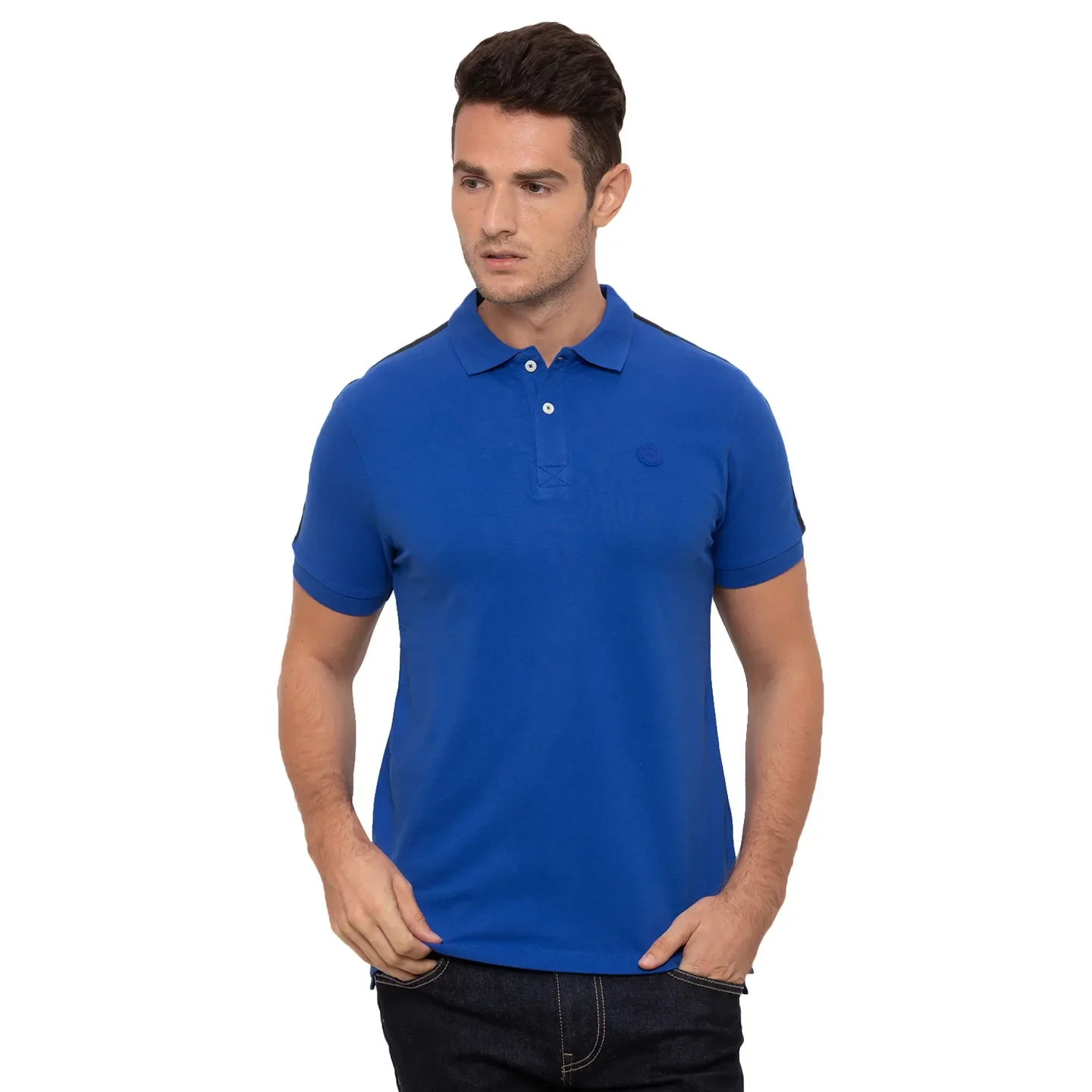 Blue Regular Fit Men's Polo T-Shirt by Being Human Clothing