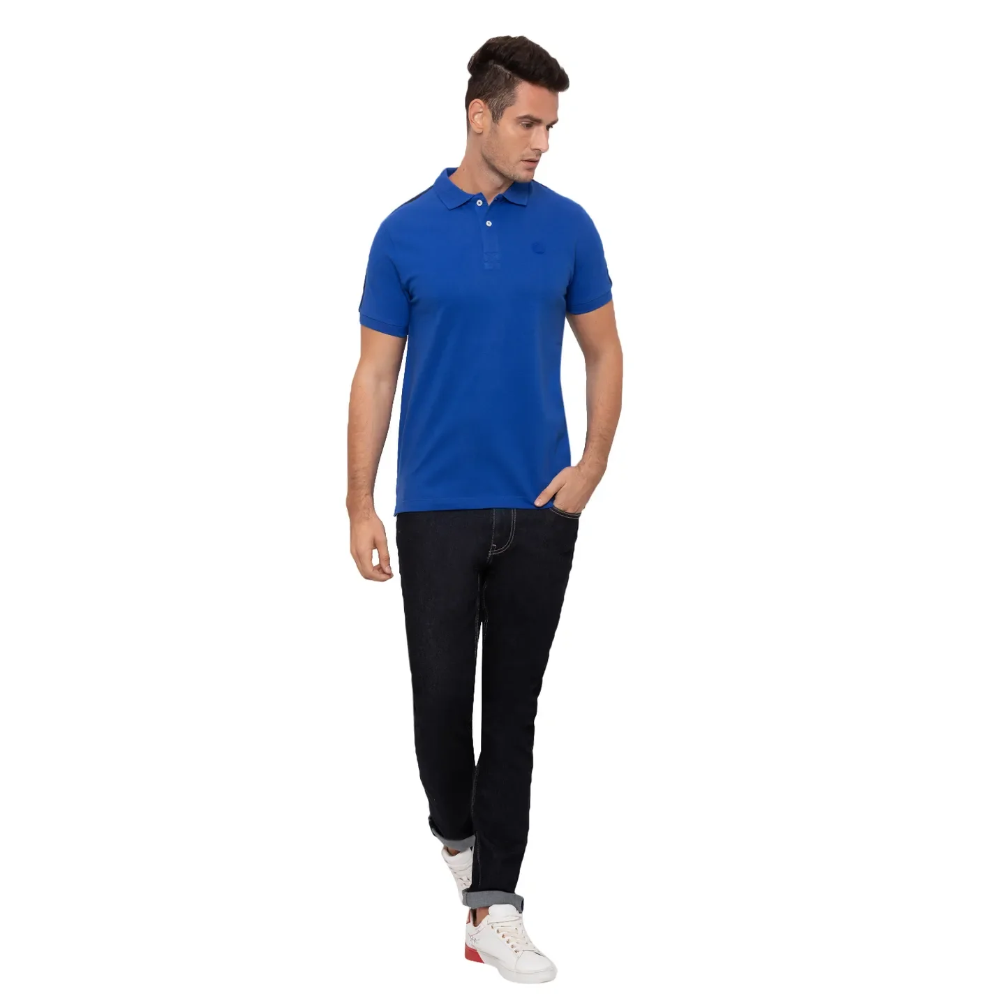 Blue Regular Fit Men's Polo T-Shirt by Being Human Clothing - Image 2