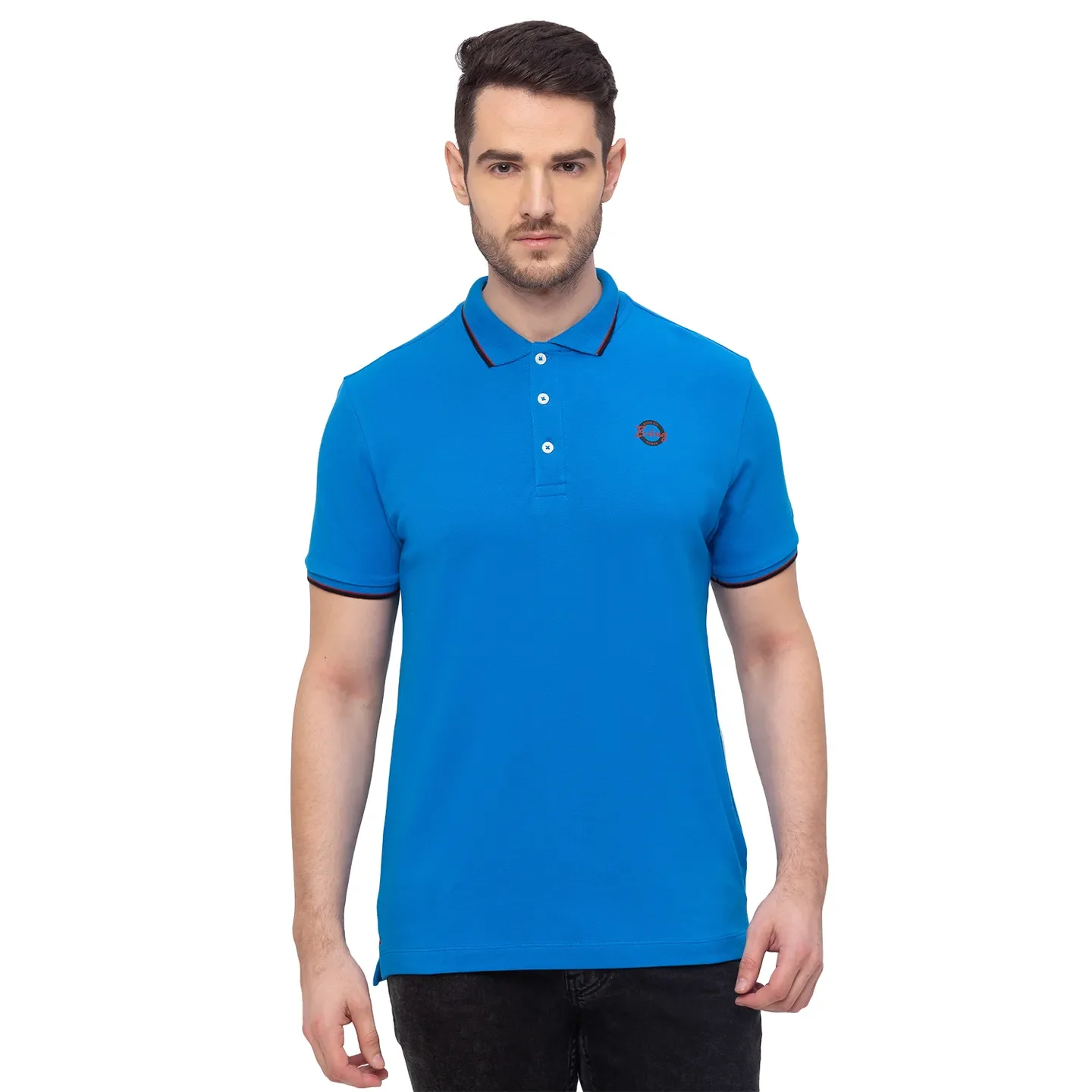 Blue Regular Fit Men's Polo T-Shirt by Being Human Clothing