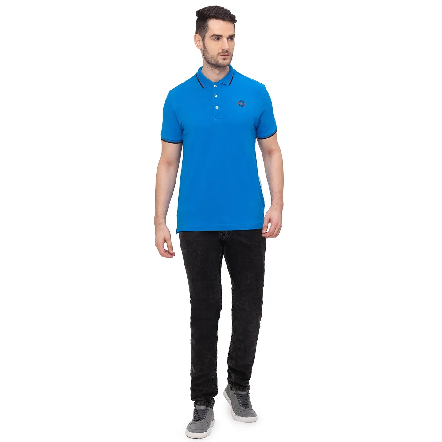 Blue Regular Fit Men's Polo T-Shirt by Being Human Clothing - Image 5
