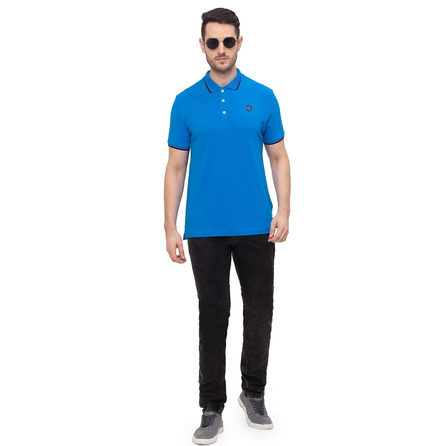 Blue Regular Fit Men's Polo T-Shirt by Being Human Clothing - Image 6