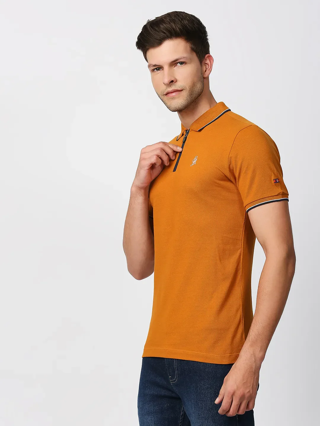 Beige Regular Fit Men's Polo T-Shirt by Being Human Clothing - Image 2