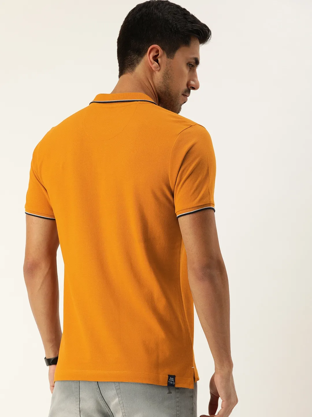 Beige Regular Fit Men's Polo T-Shirt by Being Human Clothing - Image 3