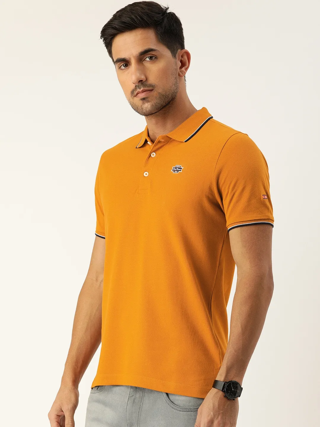 Beige Regular Fit Men's Polo T-Shirt by Being Human Clothing - Image 4