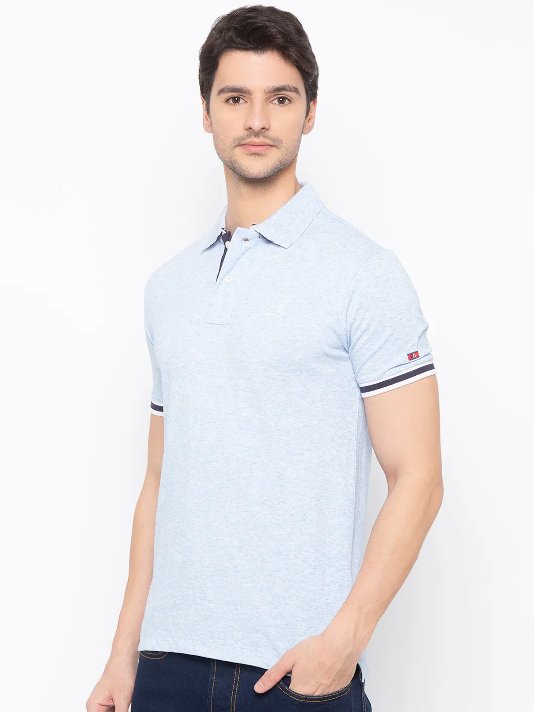 Blue Regular Fit Men's Polo T-Shirt by Being Human Clothing - Image 2