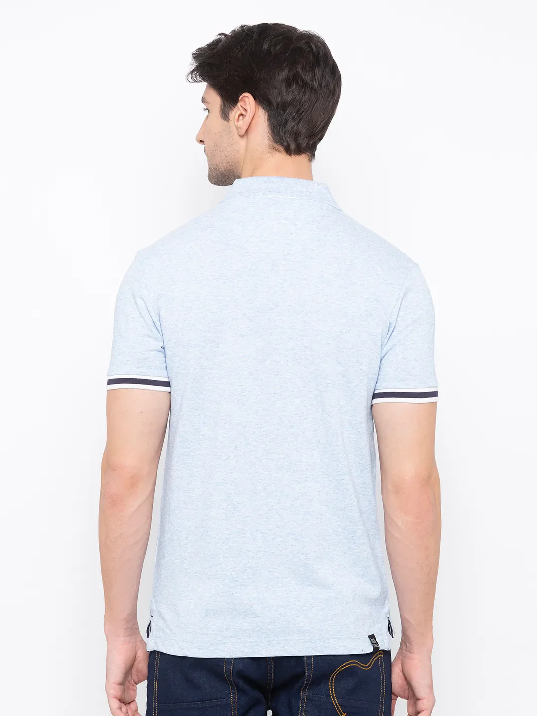 Blue Regular Fit Men's Polo T-Shirt by Being Human Clothing - Image 3