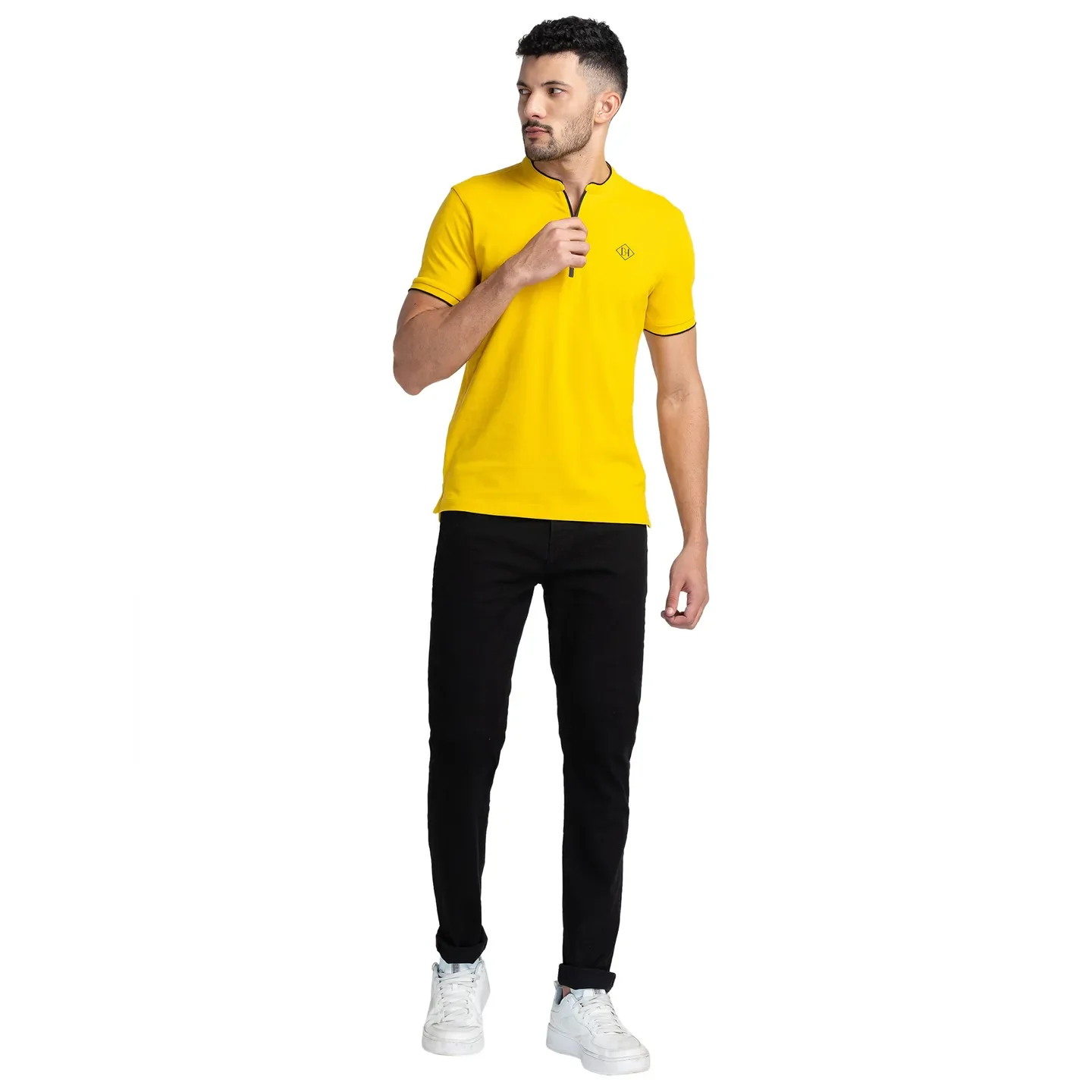 Yellow Regular Fit Men's Polo T-Shirt by Being Human Clothing - Image 2