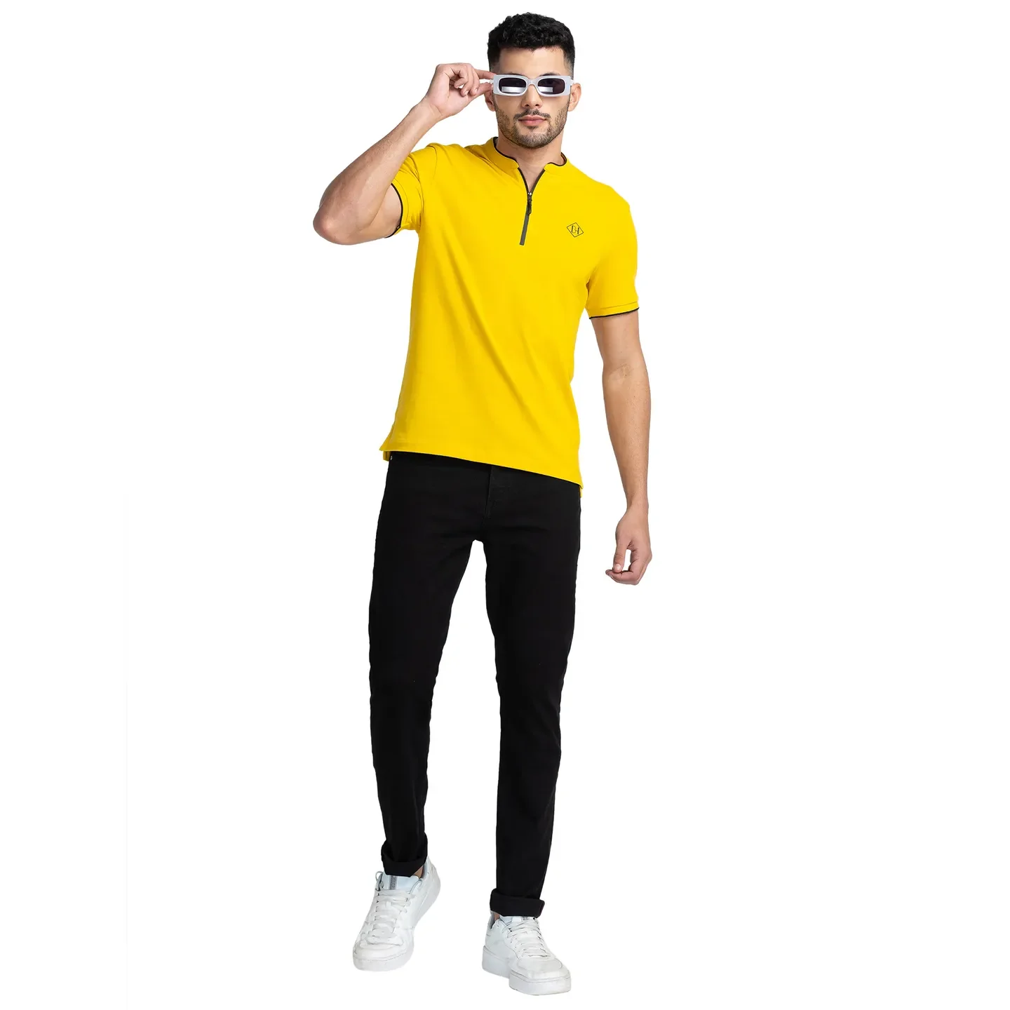 Yellow Regular Fit Men's Polo T-Shirt by Being Human Clothing - Image 6