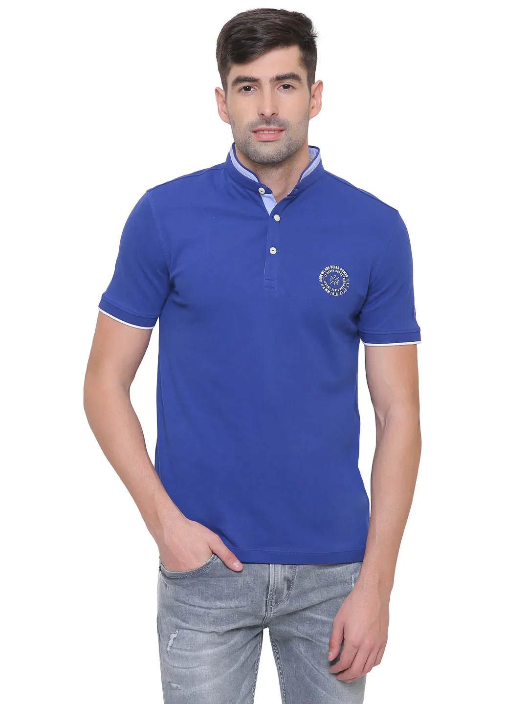 Blue Regular Fit Men's Polo T-Shirt by Being Human Clothing - Image 2